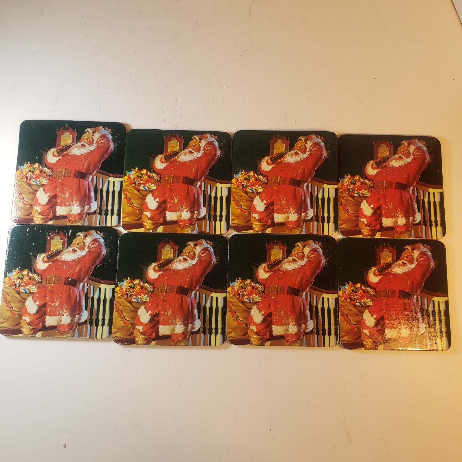Lot of 8 Coca-Cola 1999 Vintage Santa Coasters