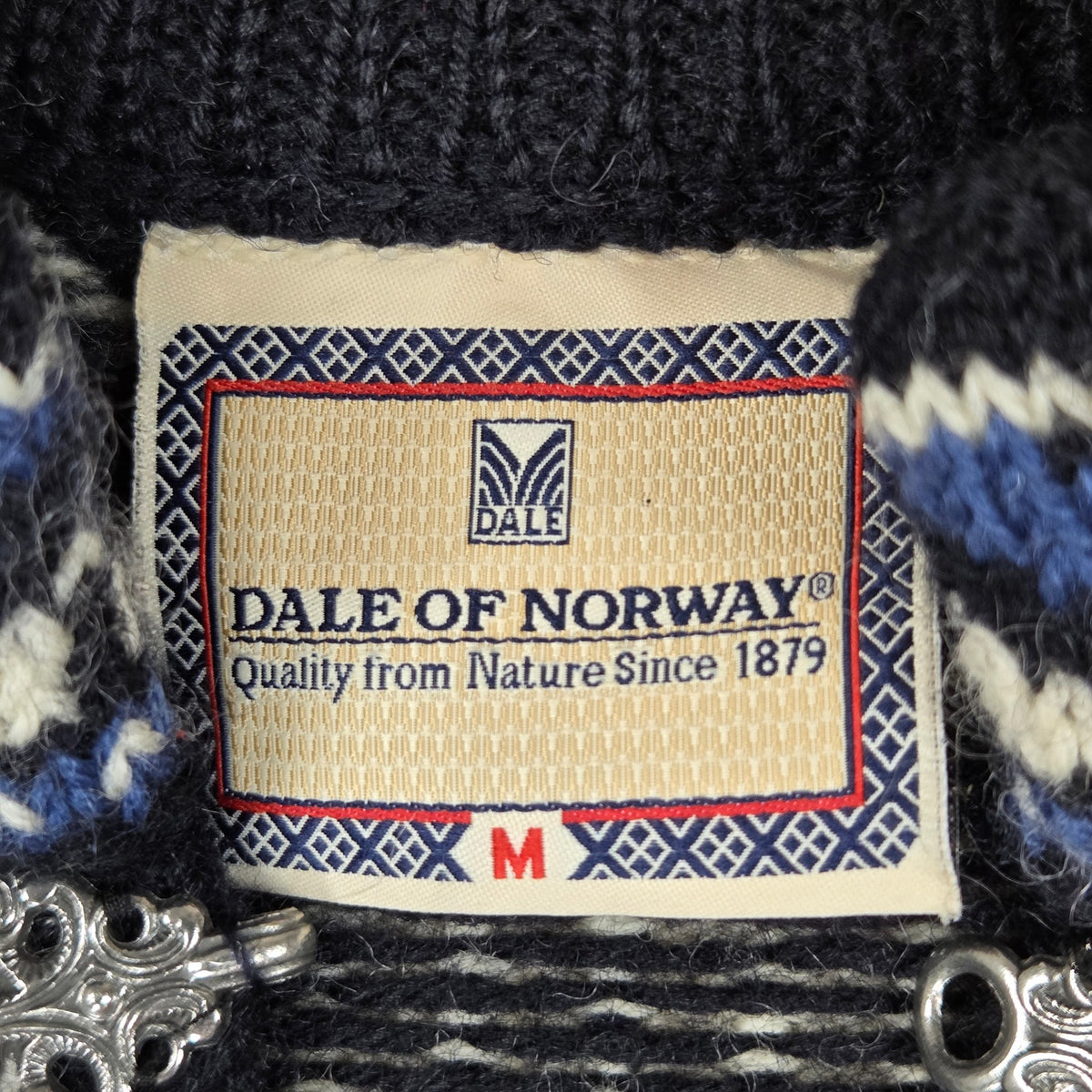 Dale of Norway Classic Wool Sweater Mens M Norwegian Knit Metal Clasps