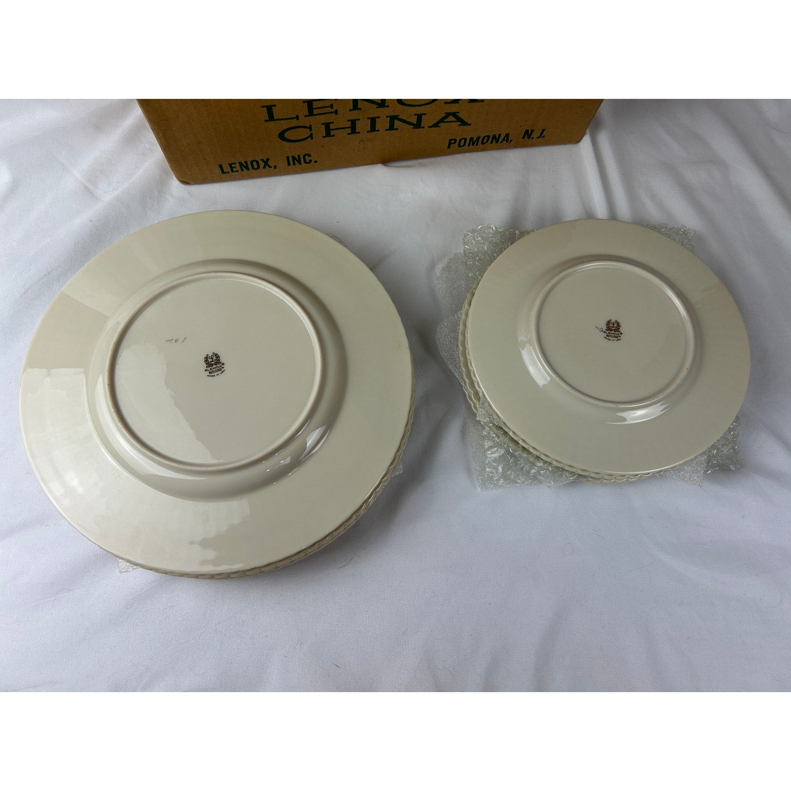 Lenox Rutledge China Plates Lot Fluted Rim Gold Trim No Cups w Box USA