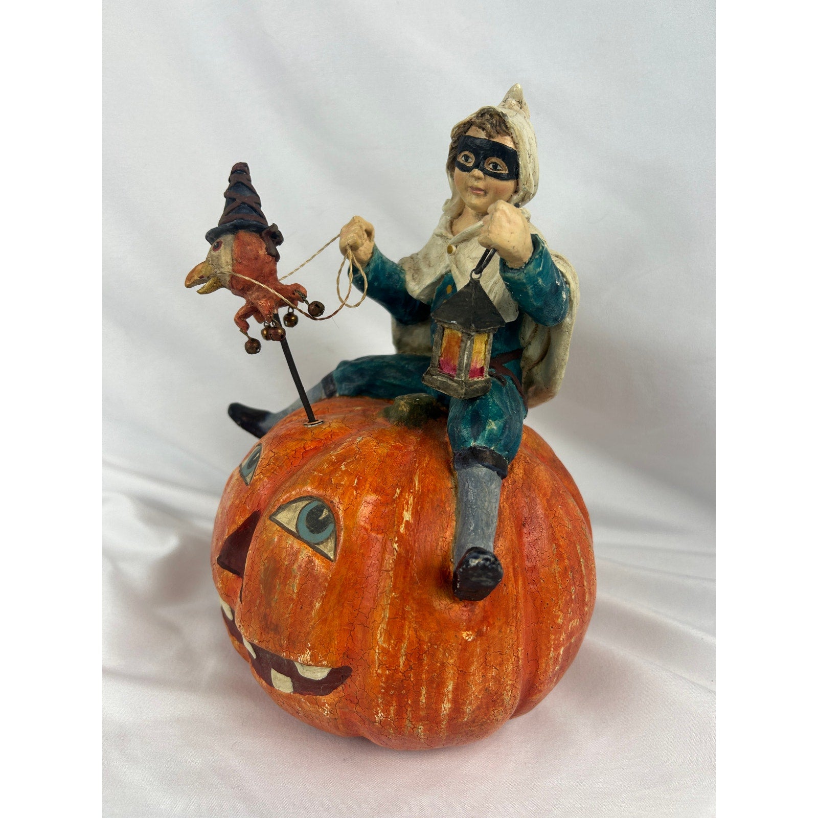 Bethany Lowe Designs Halloween Pumpkin Rider Lantern Figure Folk Art
