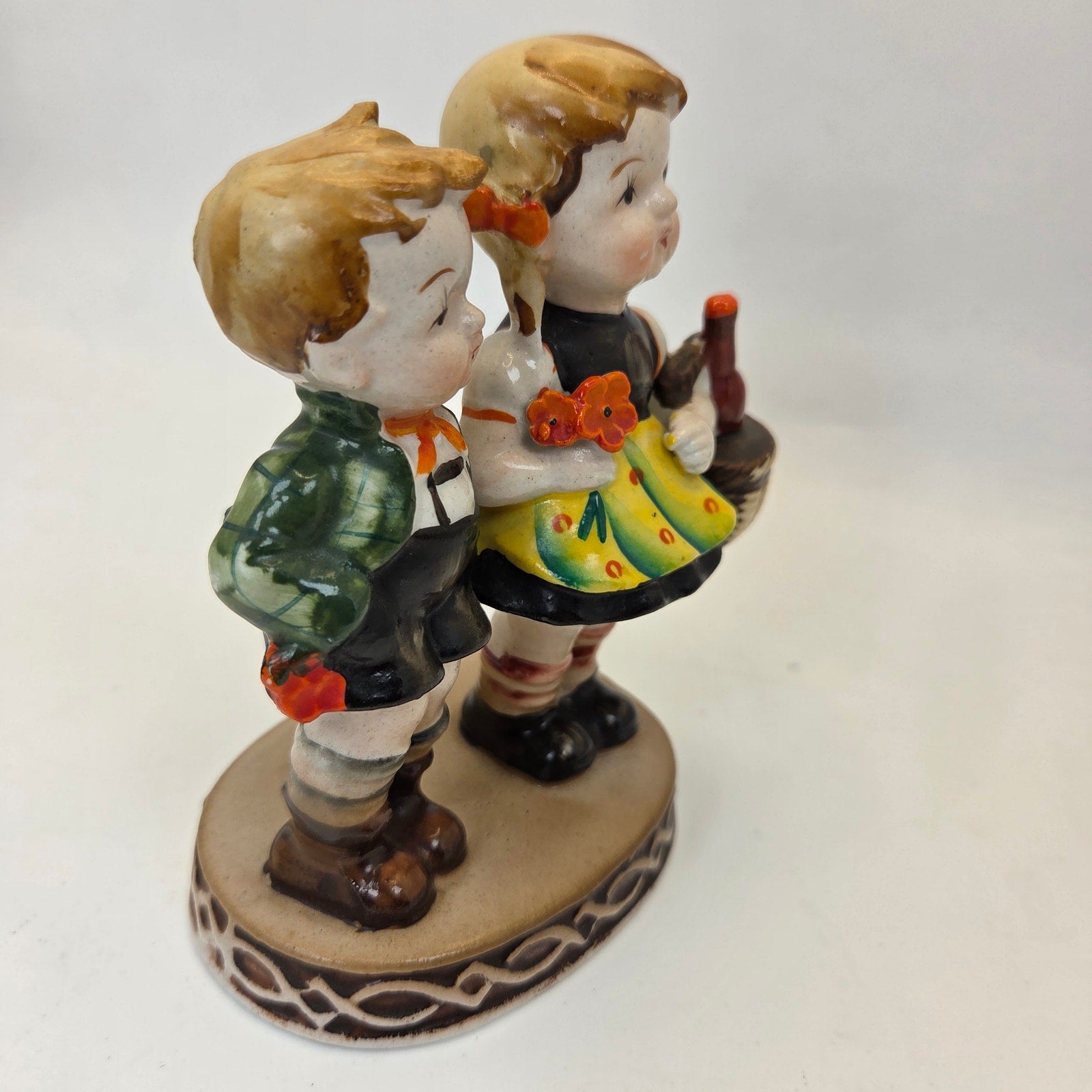 Occupied Japan Boy Girl Couple Figurine Hand Painted Porcelain 4.5in Vintage
