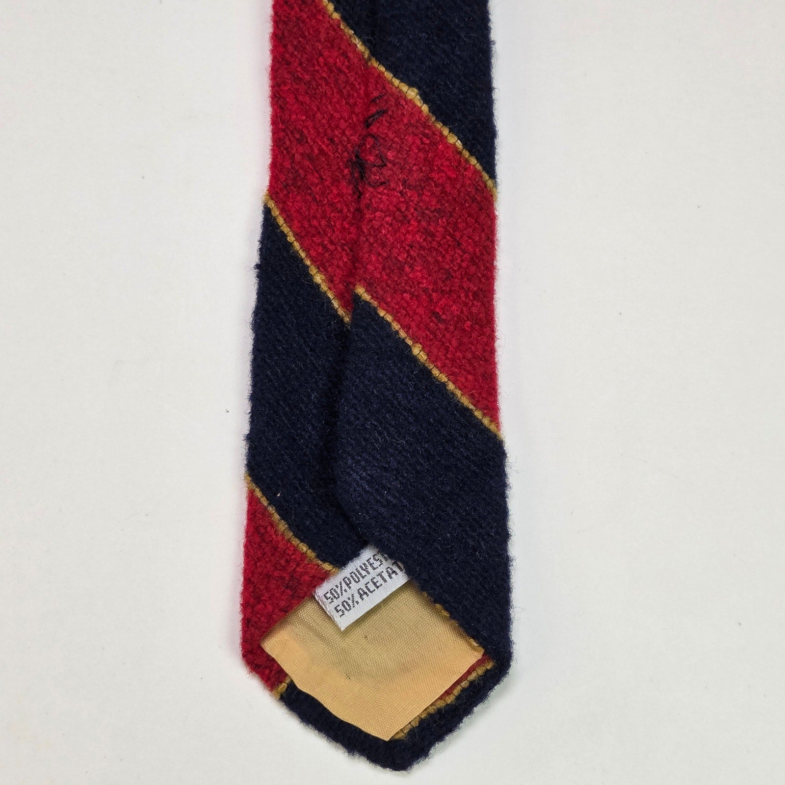Vintage JC Penney Repp Tie Red Navy Gold Stripe Wide 70s Preppy Look 4” Wide