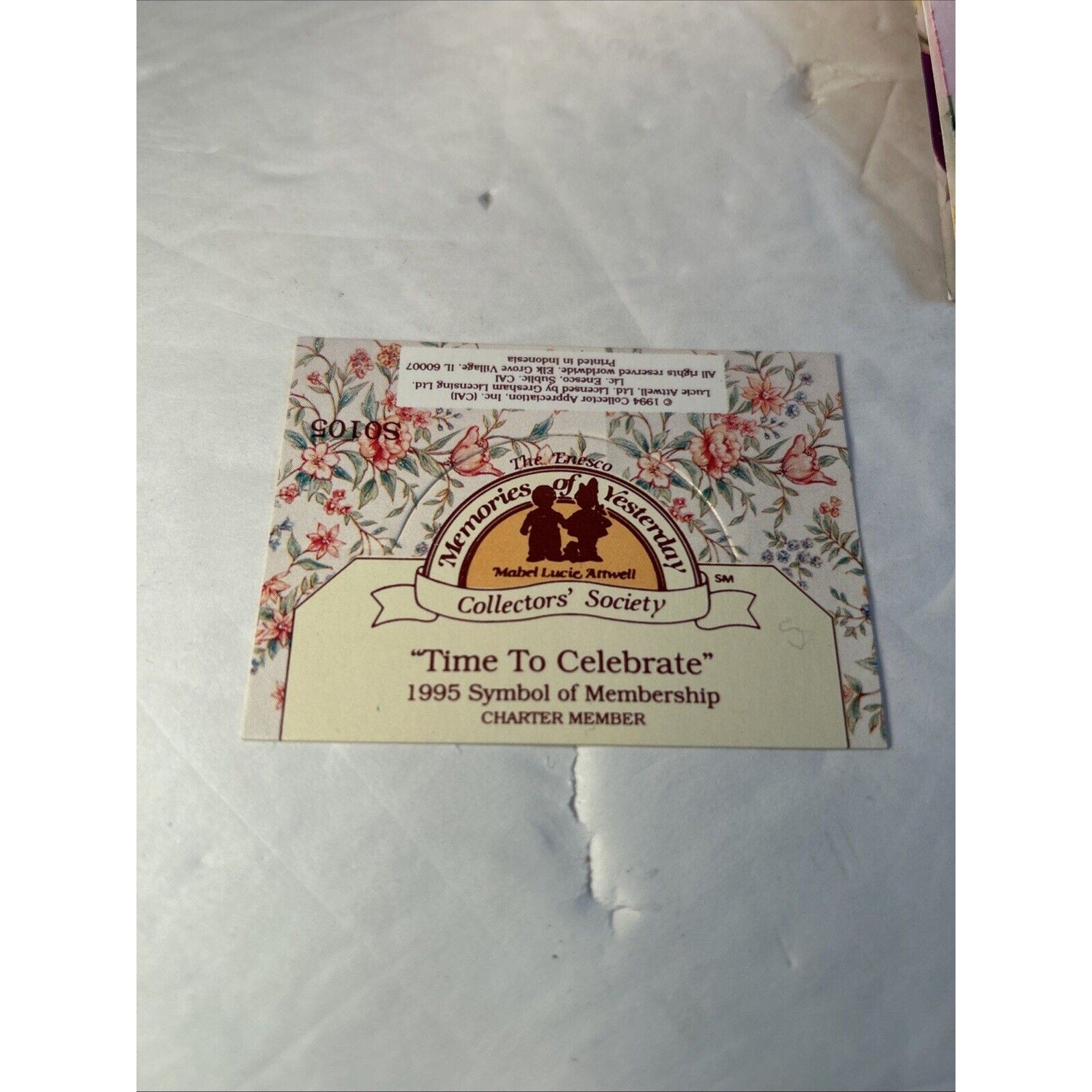 Enesco Memories of Yesterday Collectors Society 1995 "A Time to Celebrate" S0105