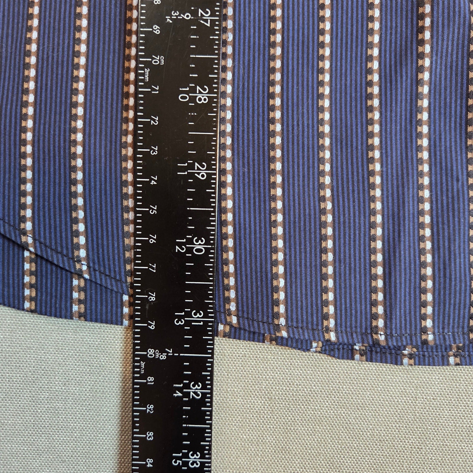 Bugatchi Uomo XL Stripe Button Down Shirt Blue Contrast Cuff Cotton Dress
