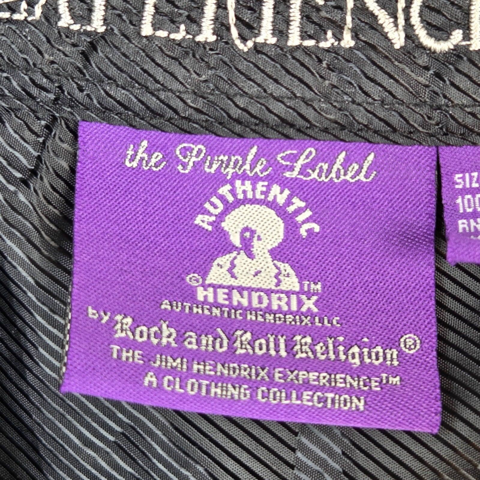 Jimi Hendrix Experience Purple Label XL Black Embroidered Button Down Shirt