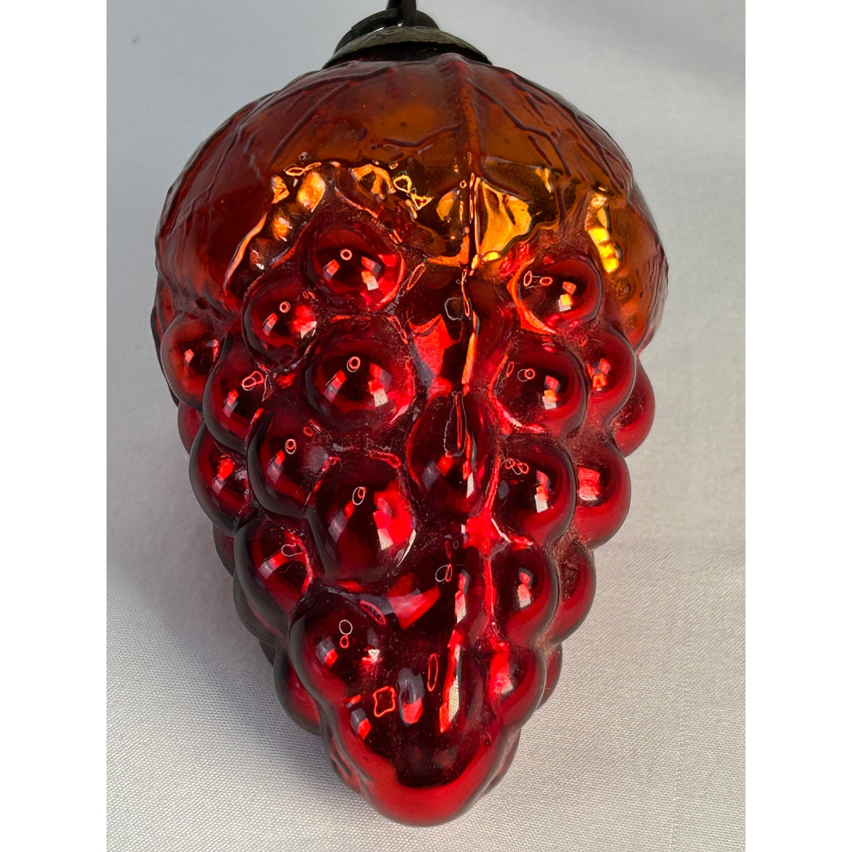 Antique 1800s German Kugel Red Grape Cluster Glass Christmas Ornament 4" Rare