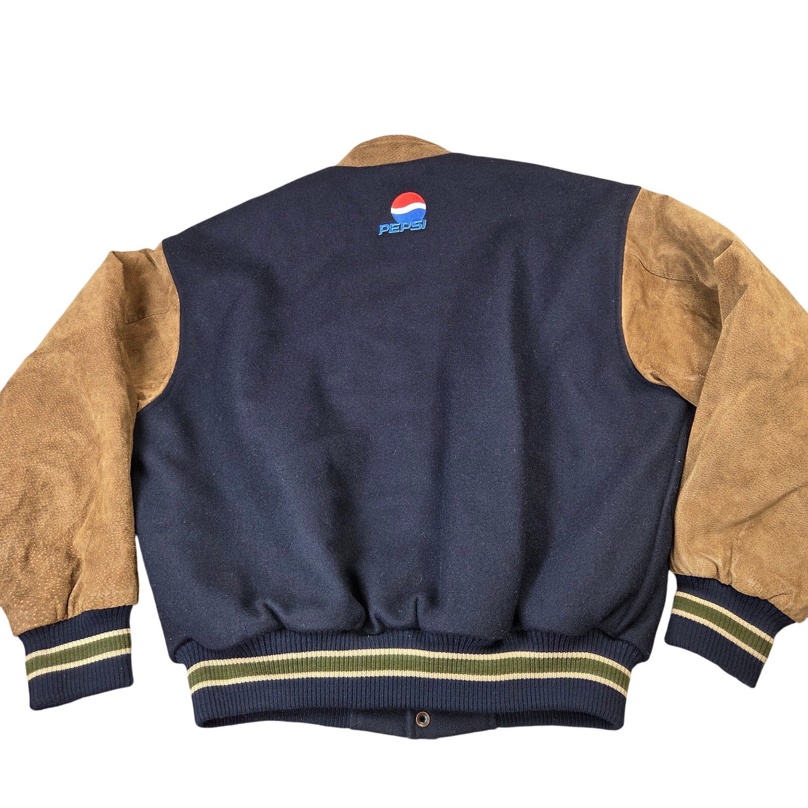Vintage Pepsi Wool Leather Varsity Jacket Made in Canada Promo Button Front