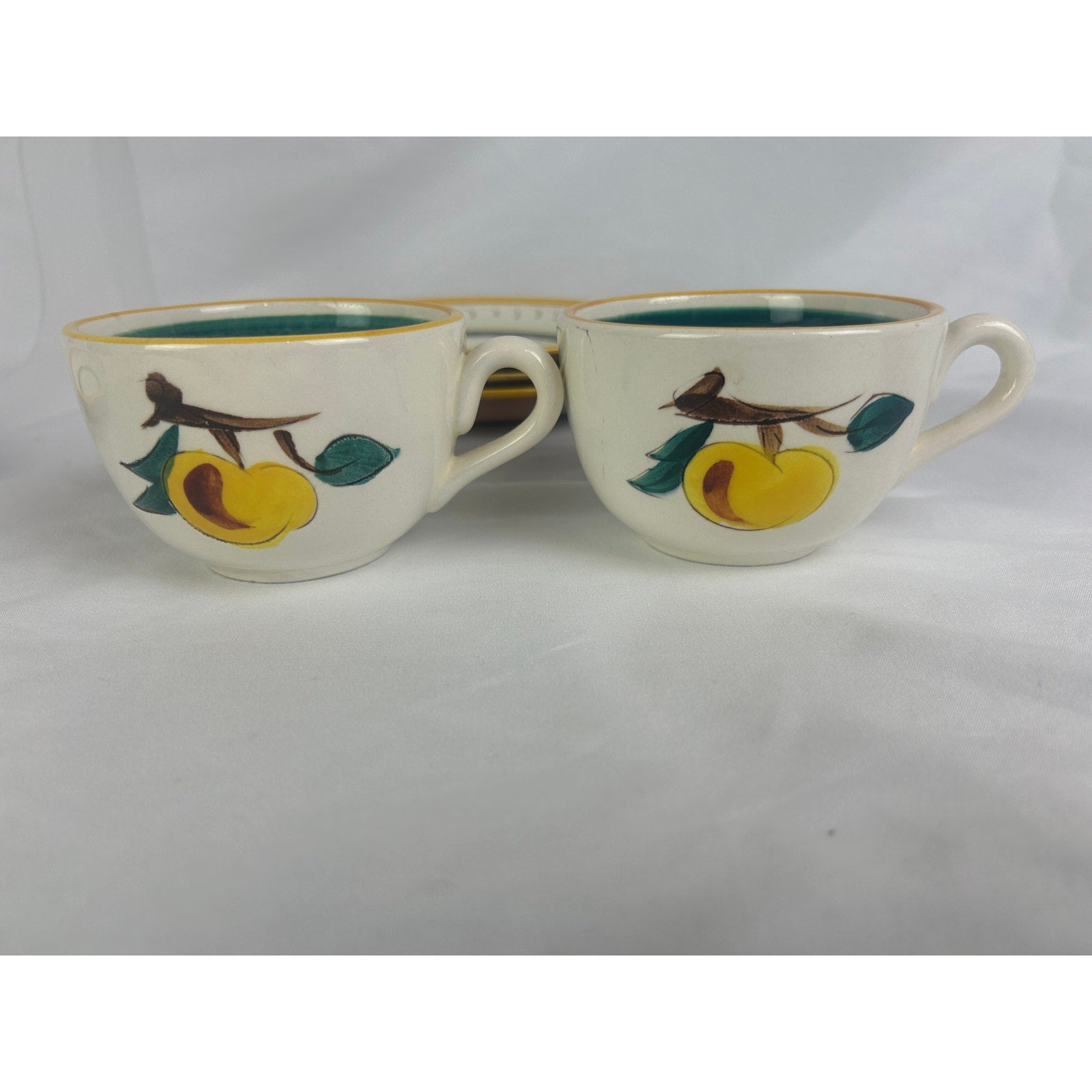 Vintage Stangl Fruit Cups Saucers 8 Piece Lot Hand Painted Pottery