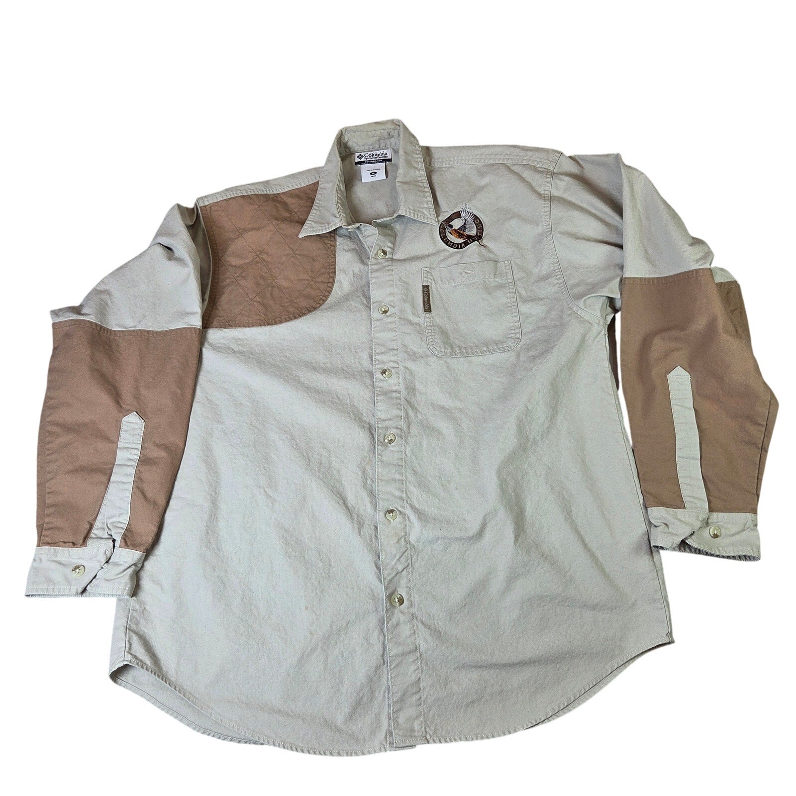 Columbia Hunting Field Shirt Mens Medium Dog Gun Club Cotton Button Down