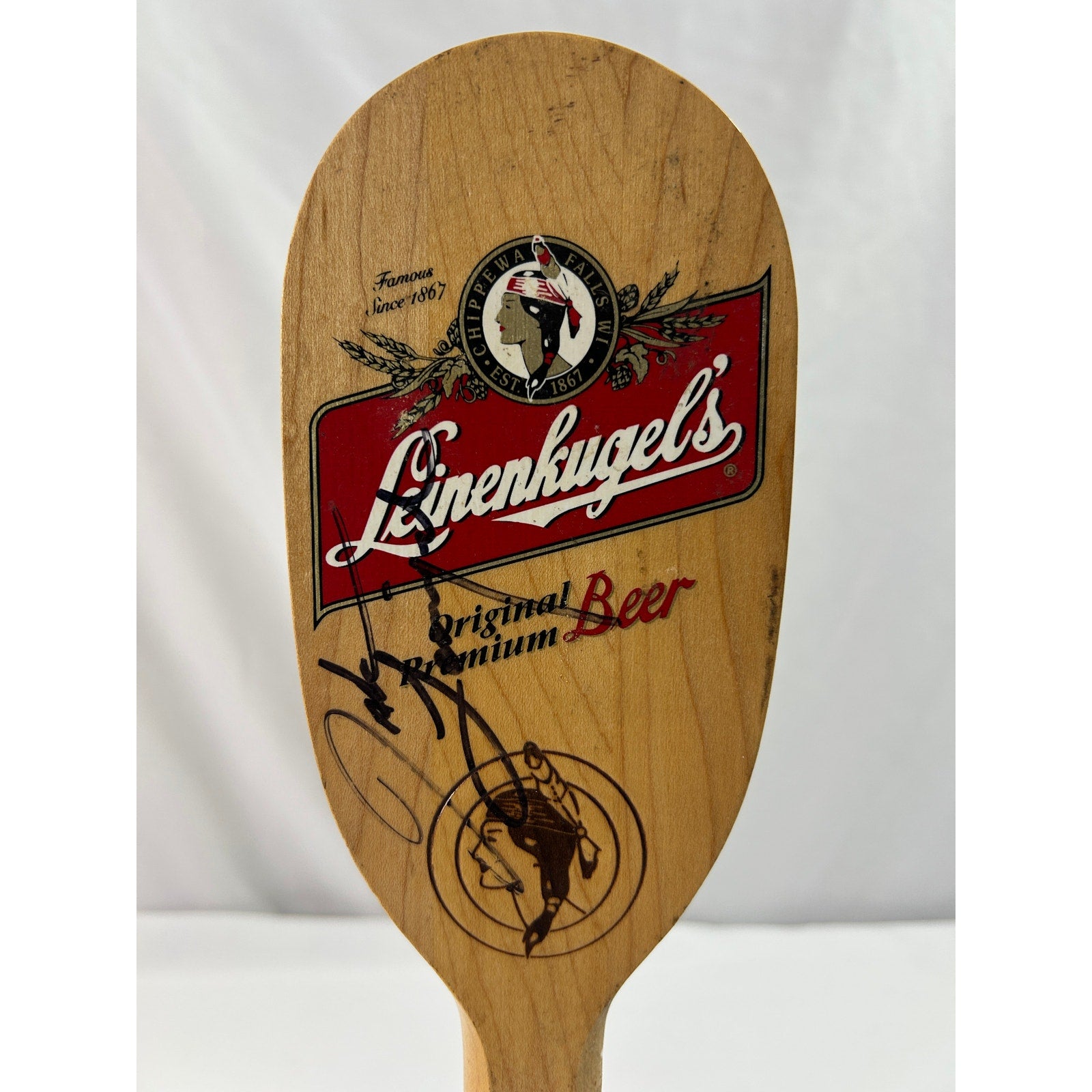 Leinenkugel's Jake Leinenkugel Signed Wood Beer Paddle Breweriana Advertising