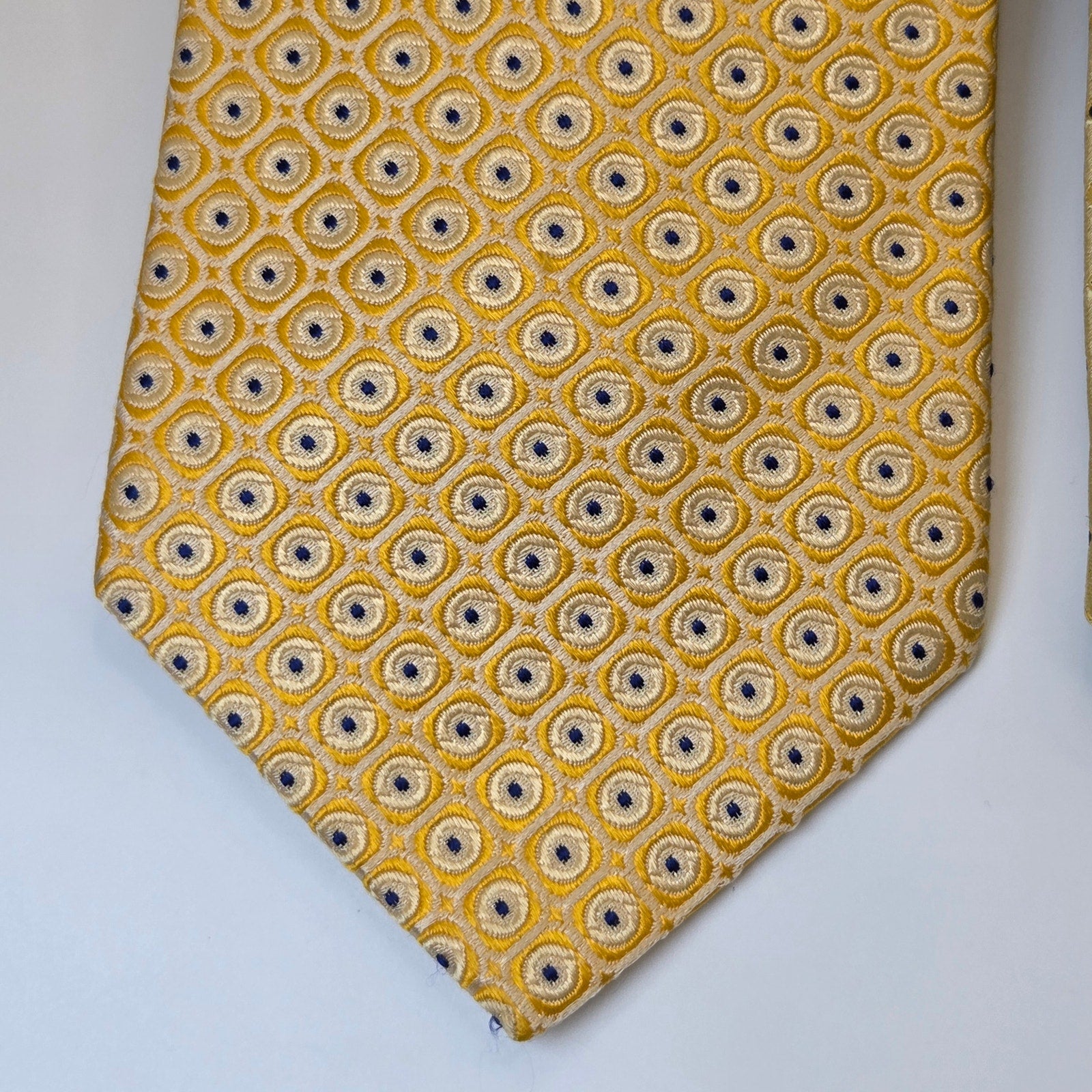 Tommy Hilfiger Silk Tie Lot 3 Gold Yellow Blue 3.75" Made in USA Contrast Tips