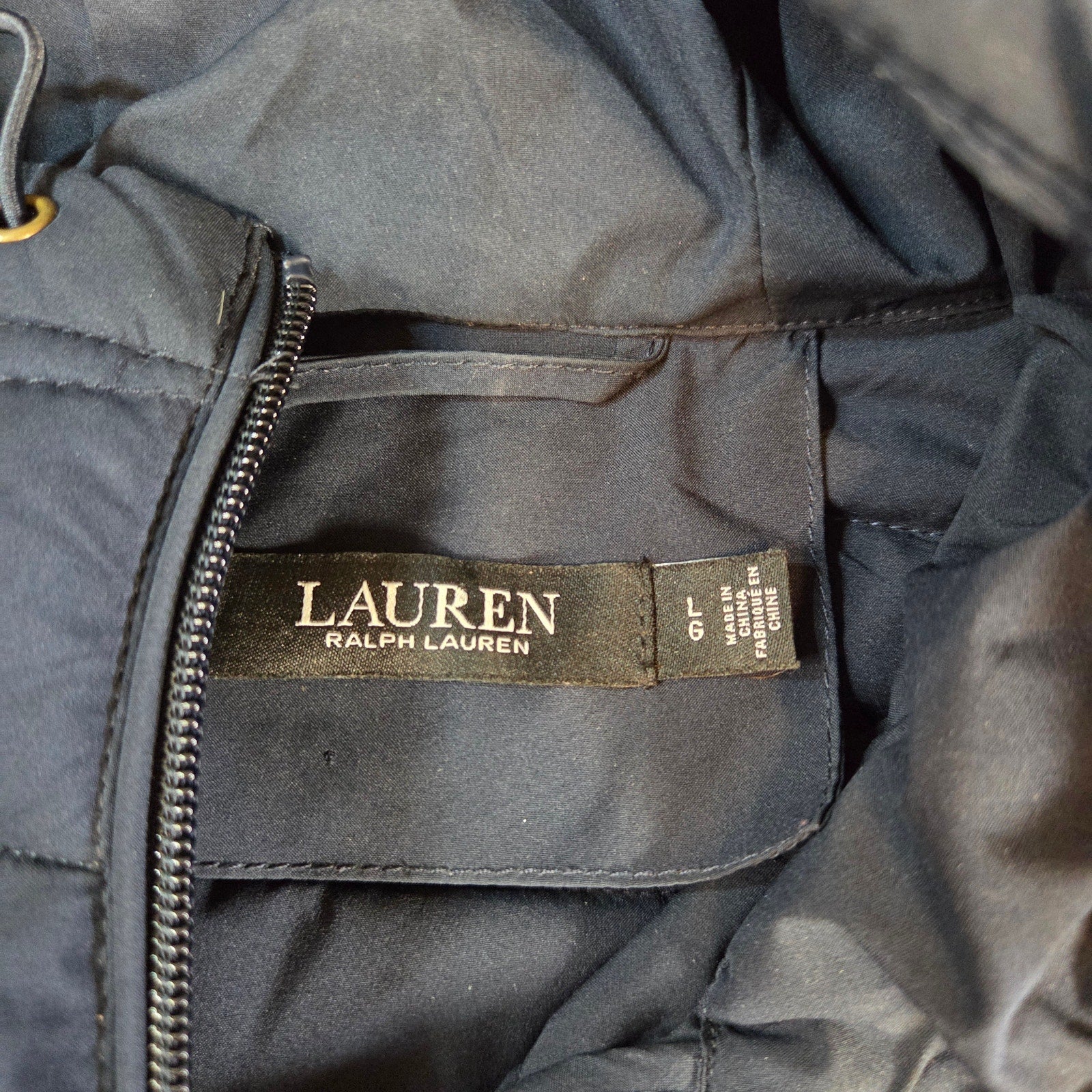 Lauren Ralph Lauren Women’s Long Hooded Puffer Coat Jacket Navy Size Large