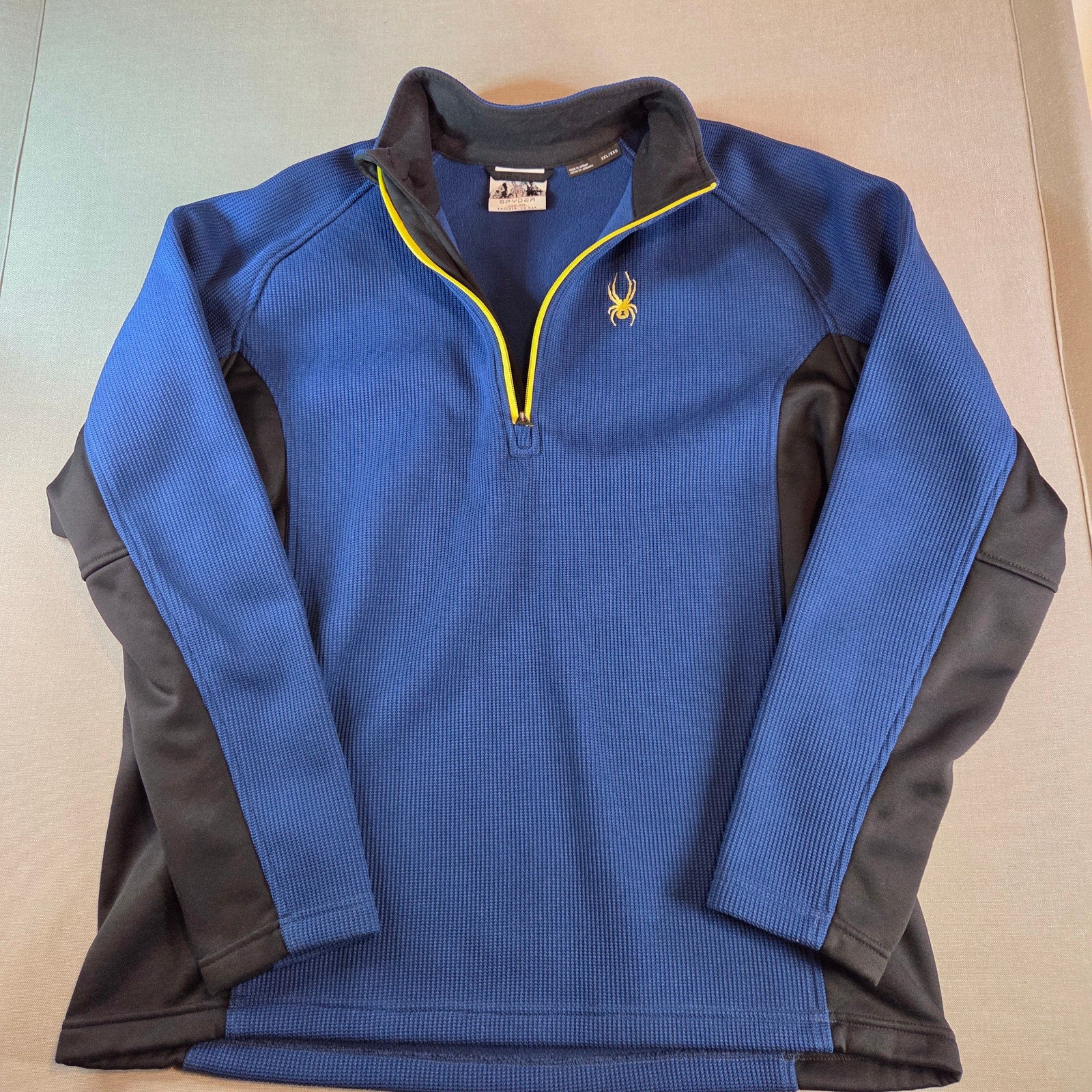 Spyder Men’s XXL 1/4 Zip Pullover Blue Black Yellow Performance Fleece