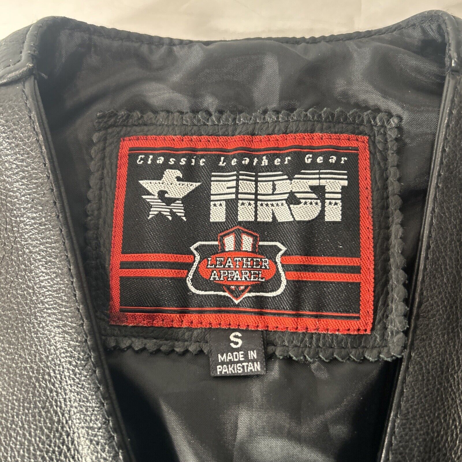 First Classic Women’s Leather Biker Vest Size Small Black Braided Lace Sides