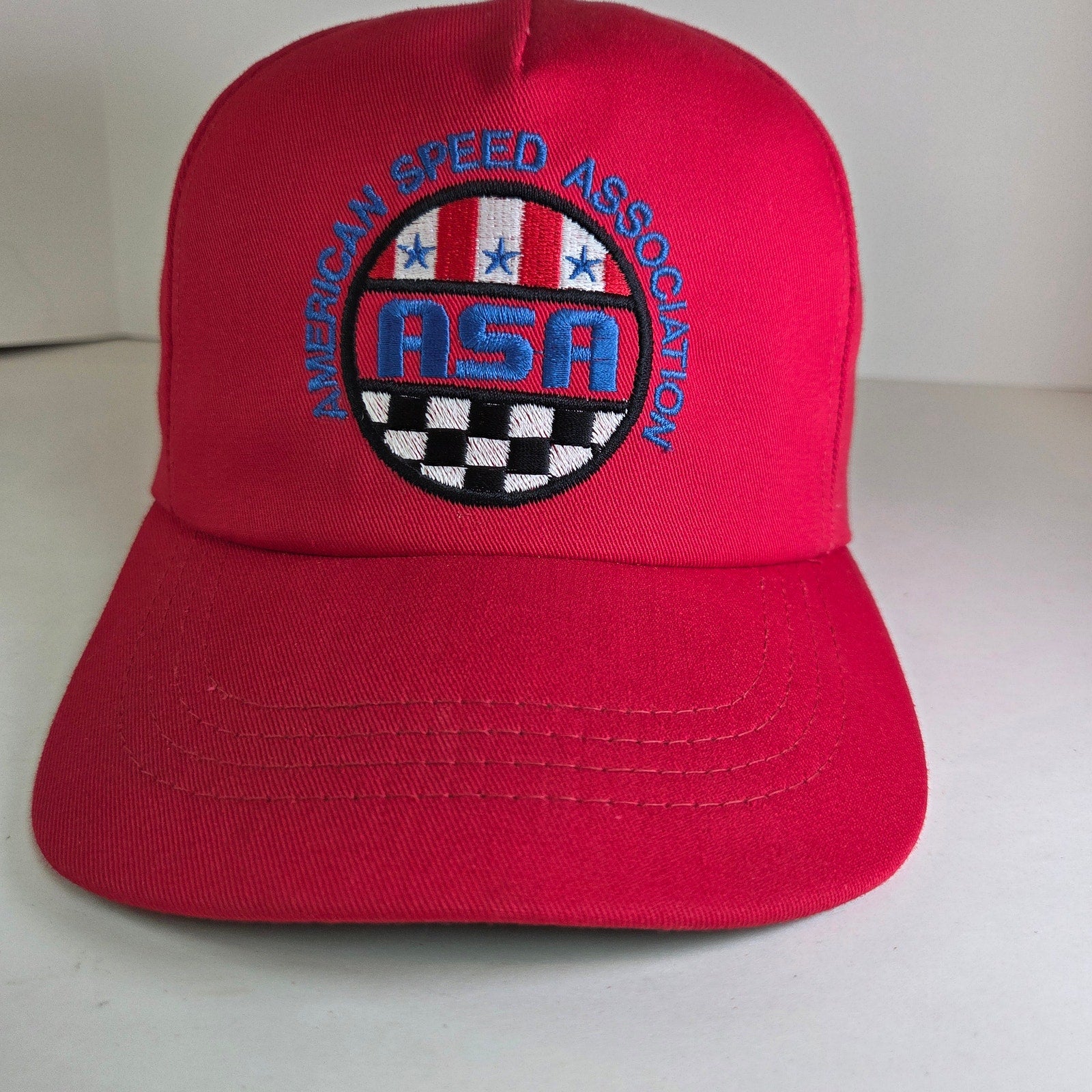 Vintage ASA (American Speed Association) Racing Snapback Hat Red Made in USA