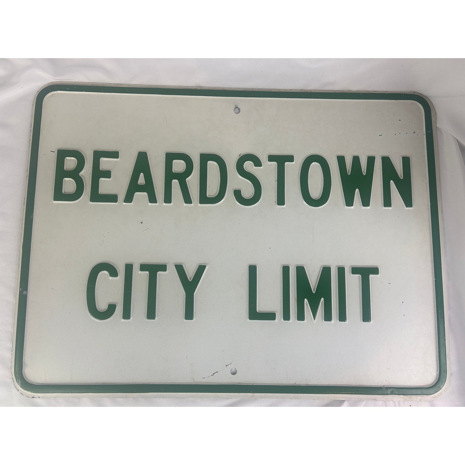 Beardstown Illinois City Limits Sign Large Green White Road Sign