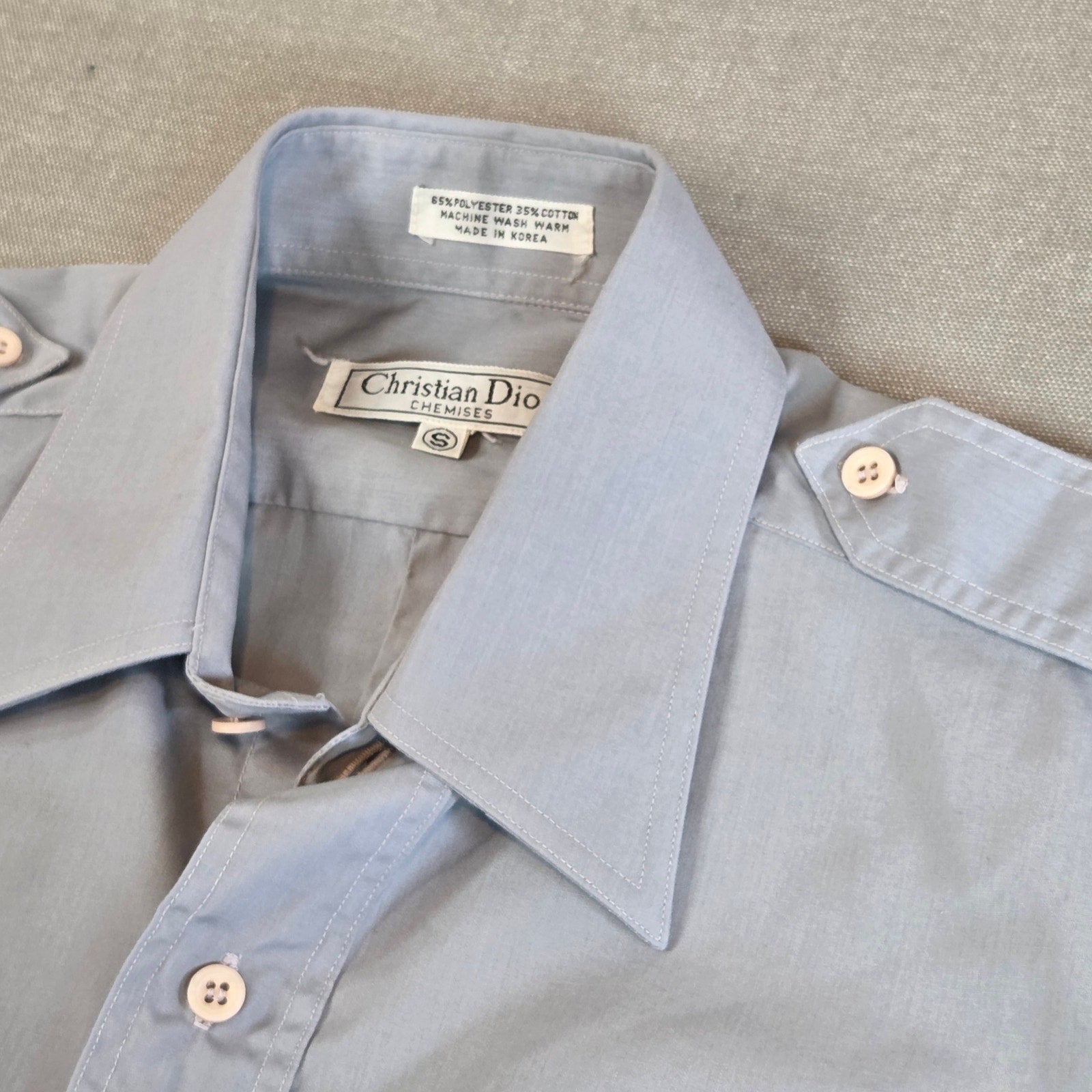 Vintage 80s Christian Dior Monsieur Chemise Shirt Korea S Epaulet Gray