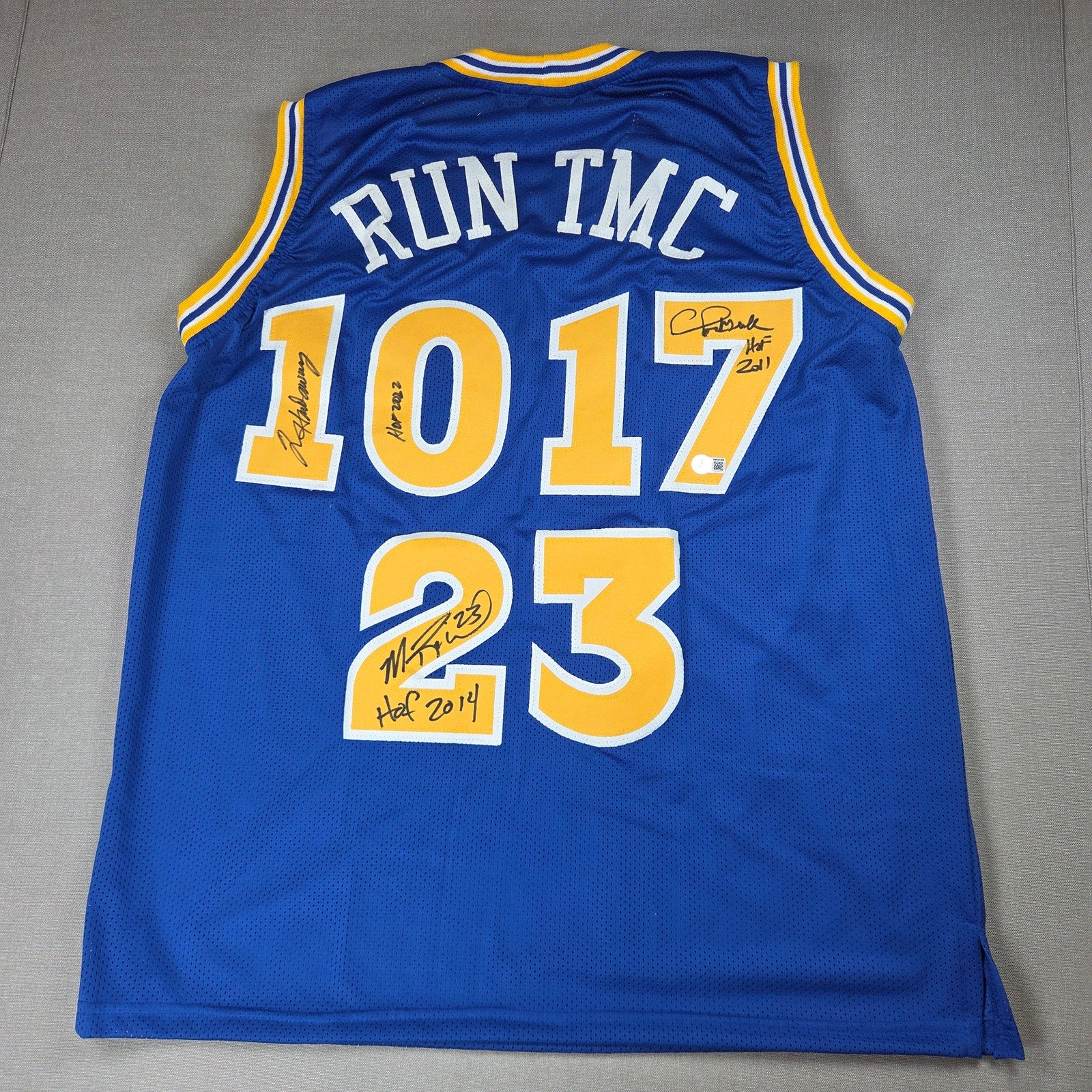 Run TMC Warriors Jersey Signed Mullin Hardaway Richmond BAS Witness HOF Auto