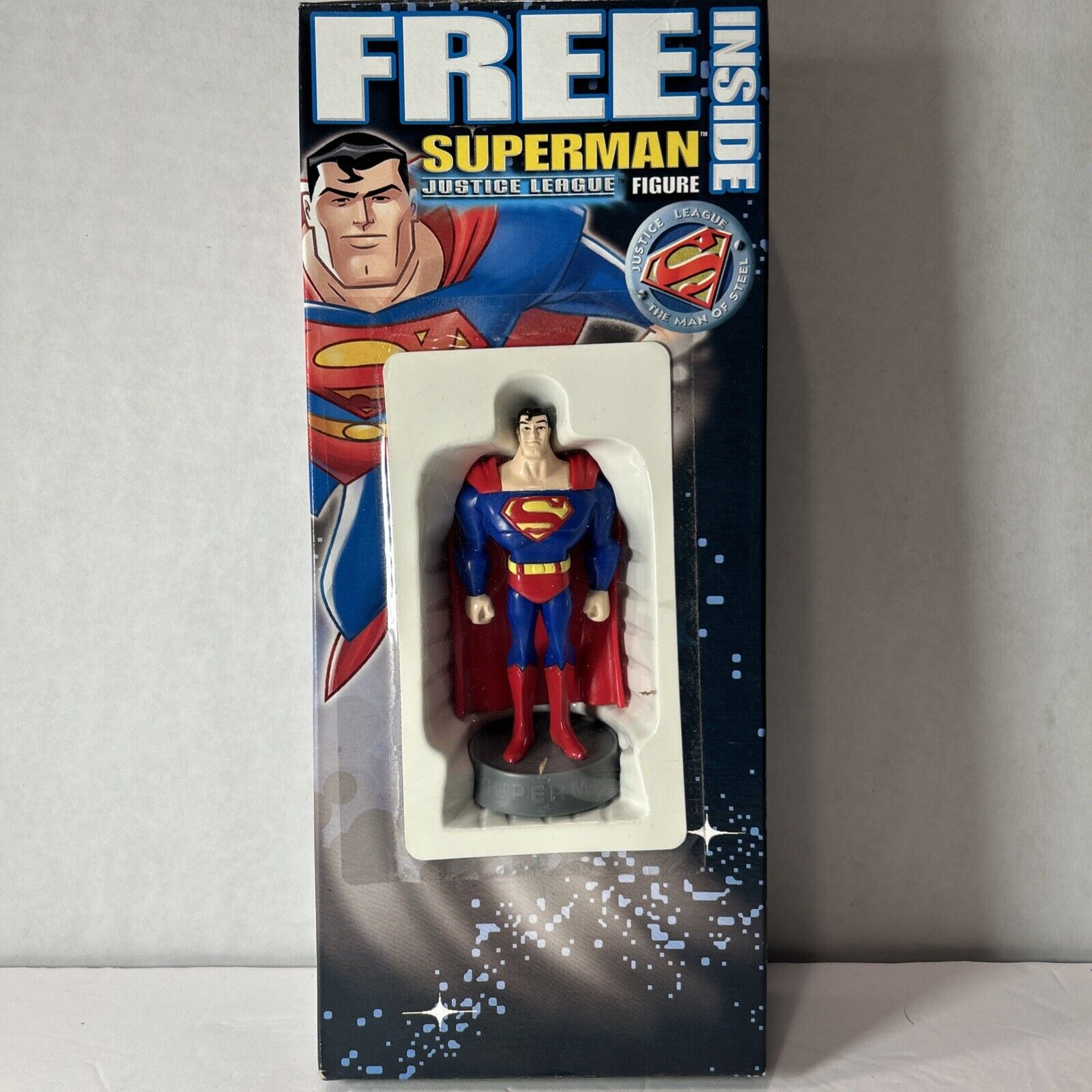 SUPERMAN 4"in Figure Justice League Free Inside Cereal Promo - Box Distressed
