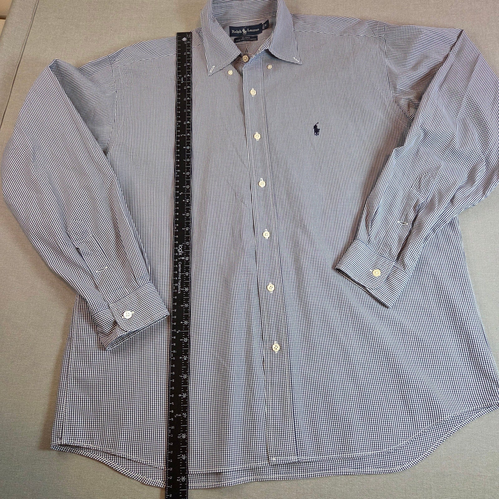Ralph Lauren Blake Blue Check Button Down Shirt Men’s Size M Two-Ply Cotton