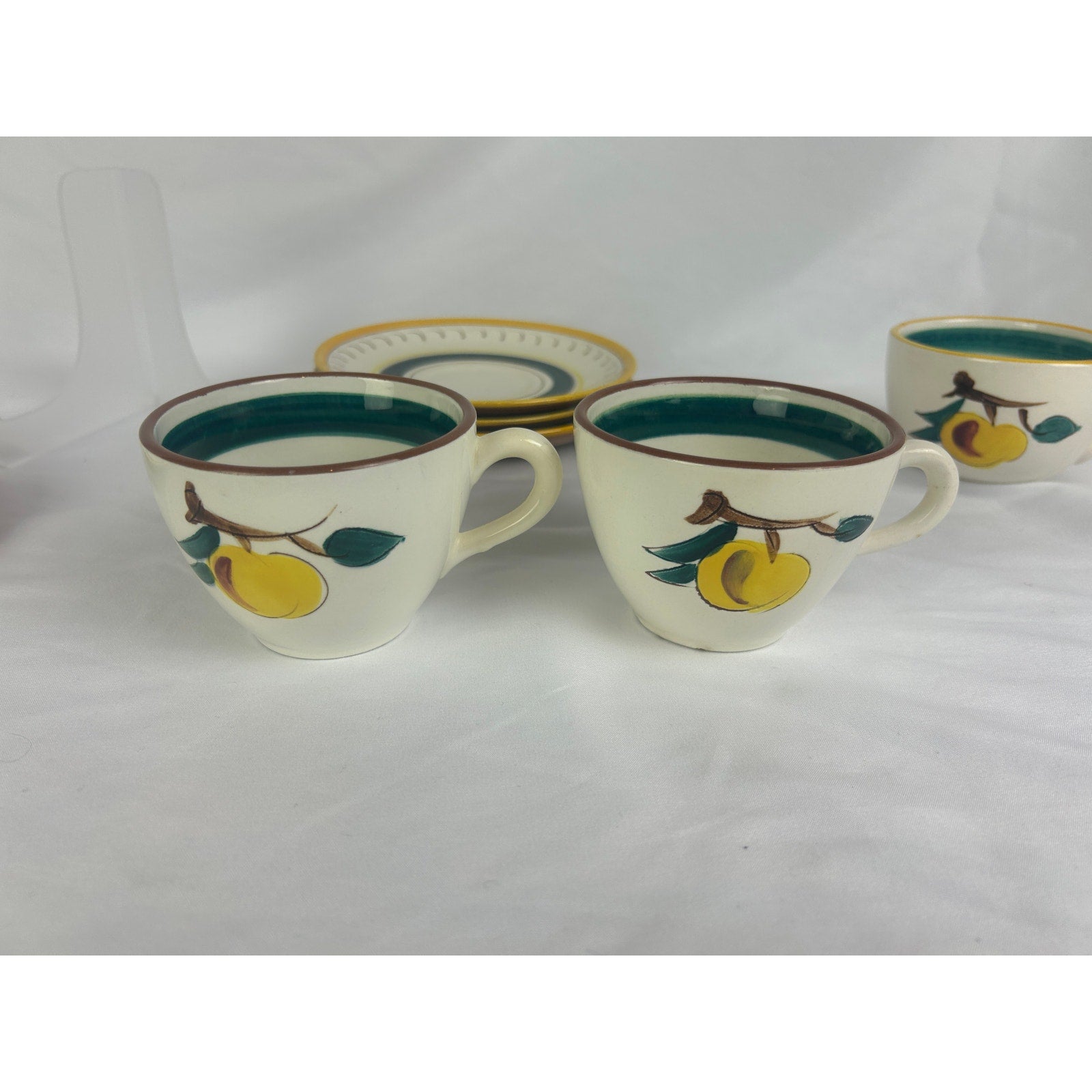 Vintage Stangl Fruit Cups Saucers 8 Piece Lot Hand Painted Pottery
