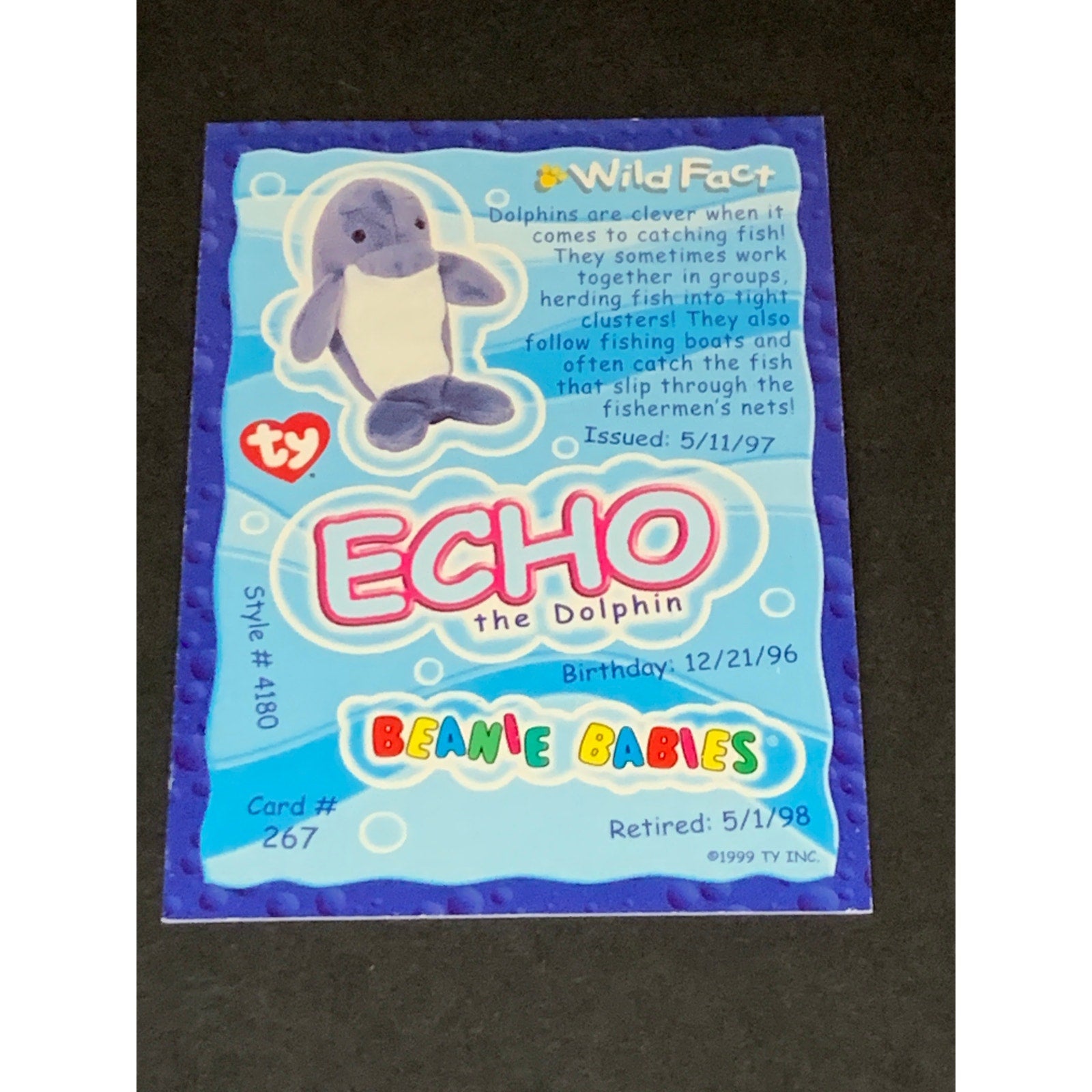 1999 Ty Beanie Babies BBOC Series IV Wild Card Echo Gold Rare Chase Card