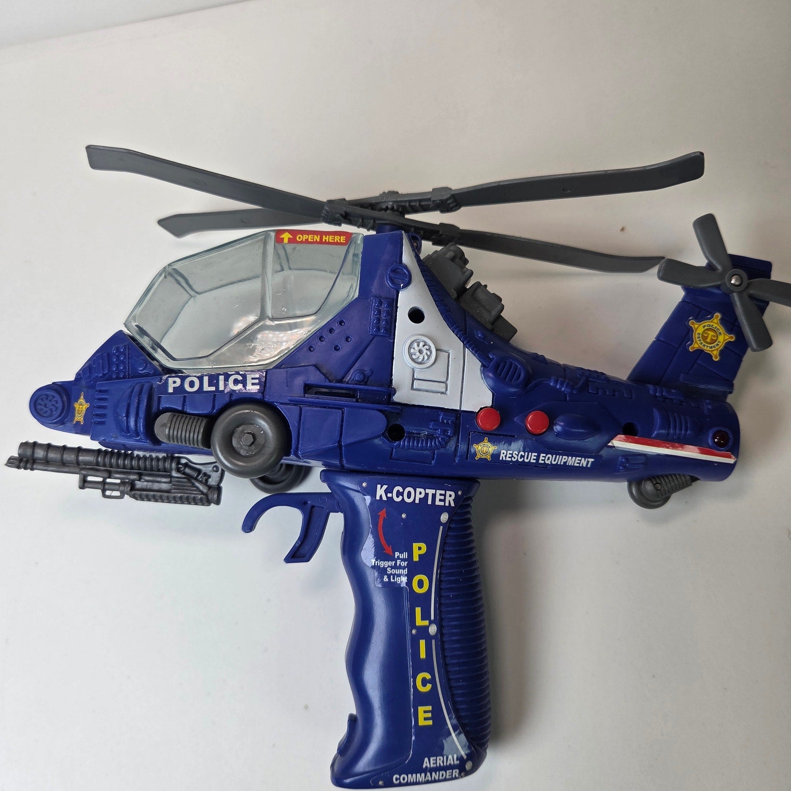 Police K-Copter Aerial Commander Helicopter Toy Sound Light Working