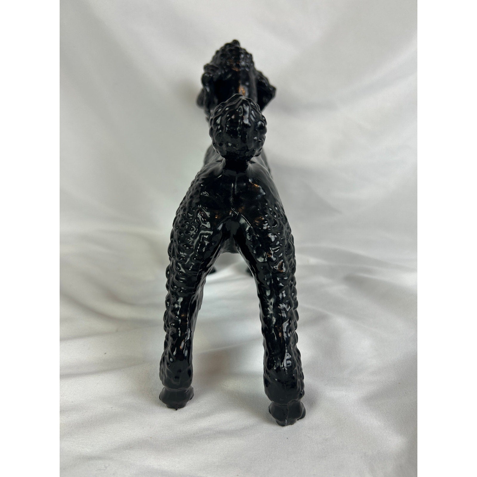 Vintage Black Poodle Dog Figurine 8 Inch Glossy Mid-Century Breyer Style