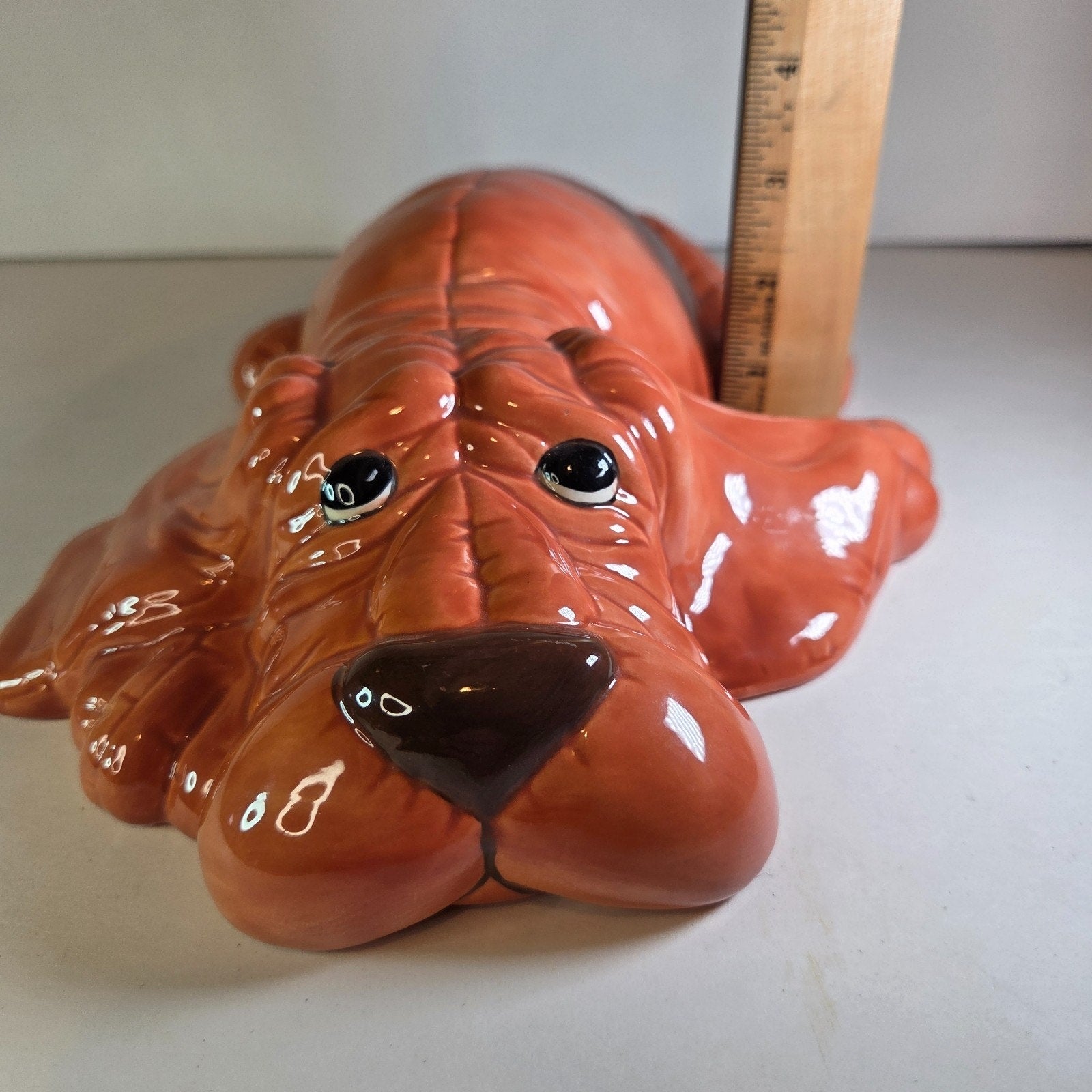 Vintage 1986 Kimple Mold Ceramic Basset Hound Wall Plaque Dog Art 12" USA