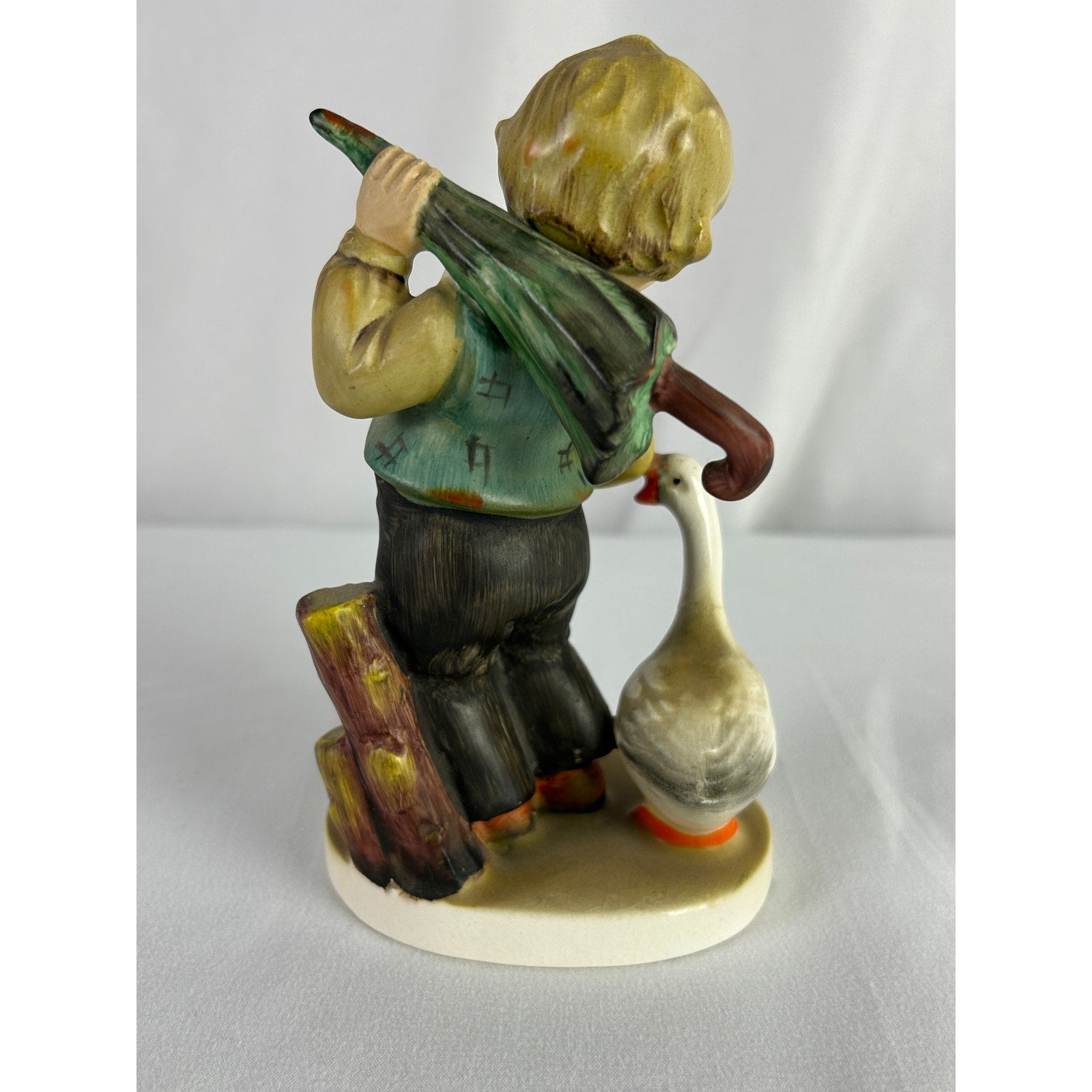 Vintage Enesco Go Home Boy Goose Figurine 1110 Japan Ceramic