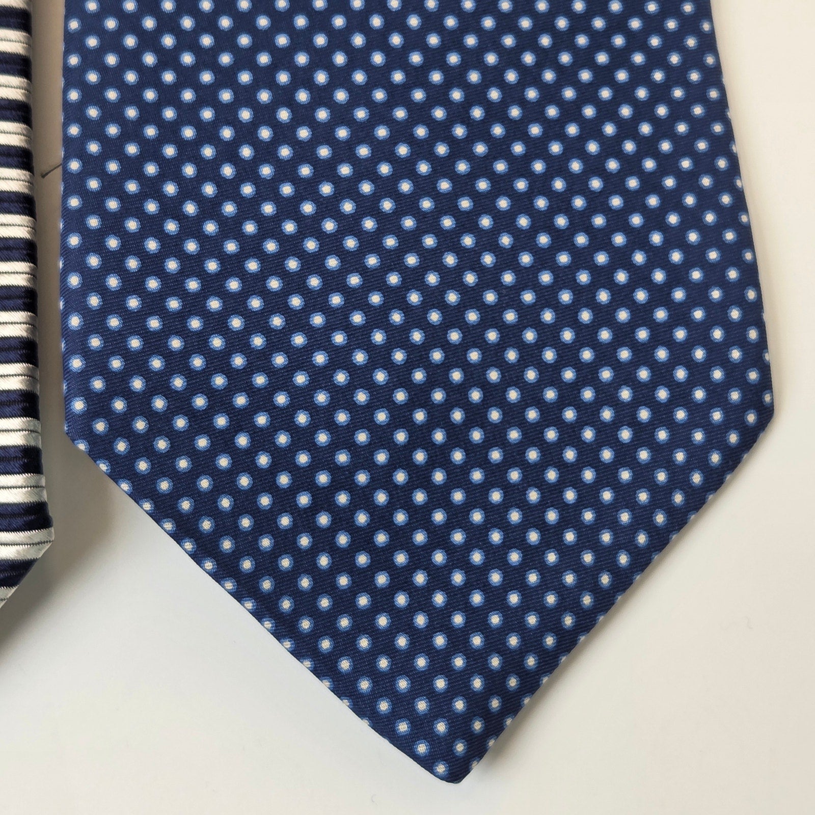 Tommy Hilfiger 100% Silk Ties Lot of 3 Made USA 3.75” Blue Striped Contrast Tips