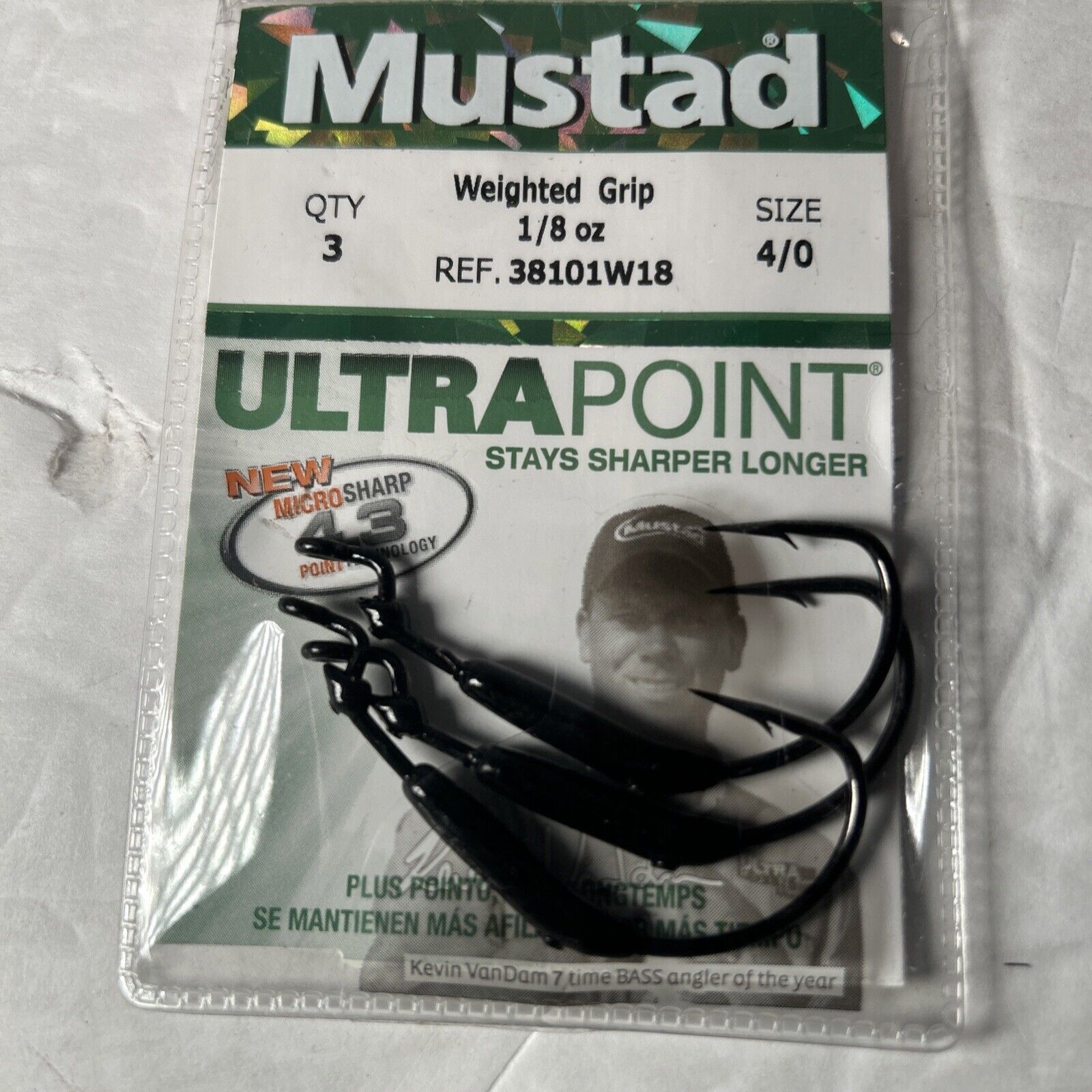 3 Mustad Weighted Grip 1/8 oz 38101W18 Size 4/0
