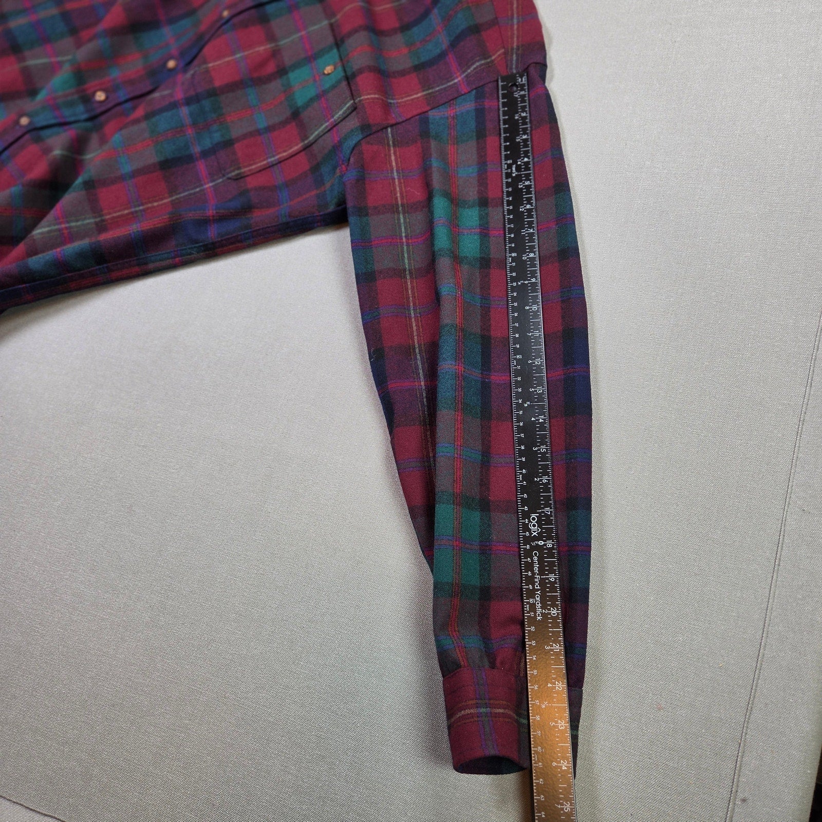 Pendleton Lobo Virgin Wool Plaid Button Down Shirt USA Mens Large Vintage