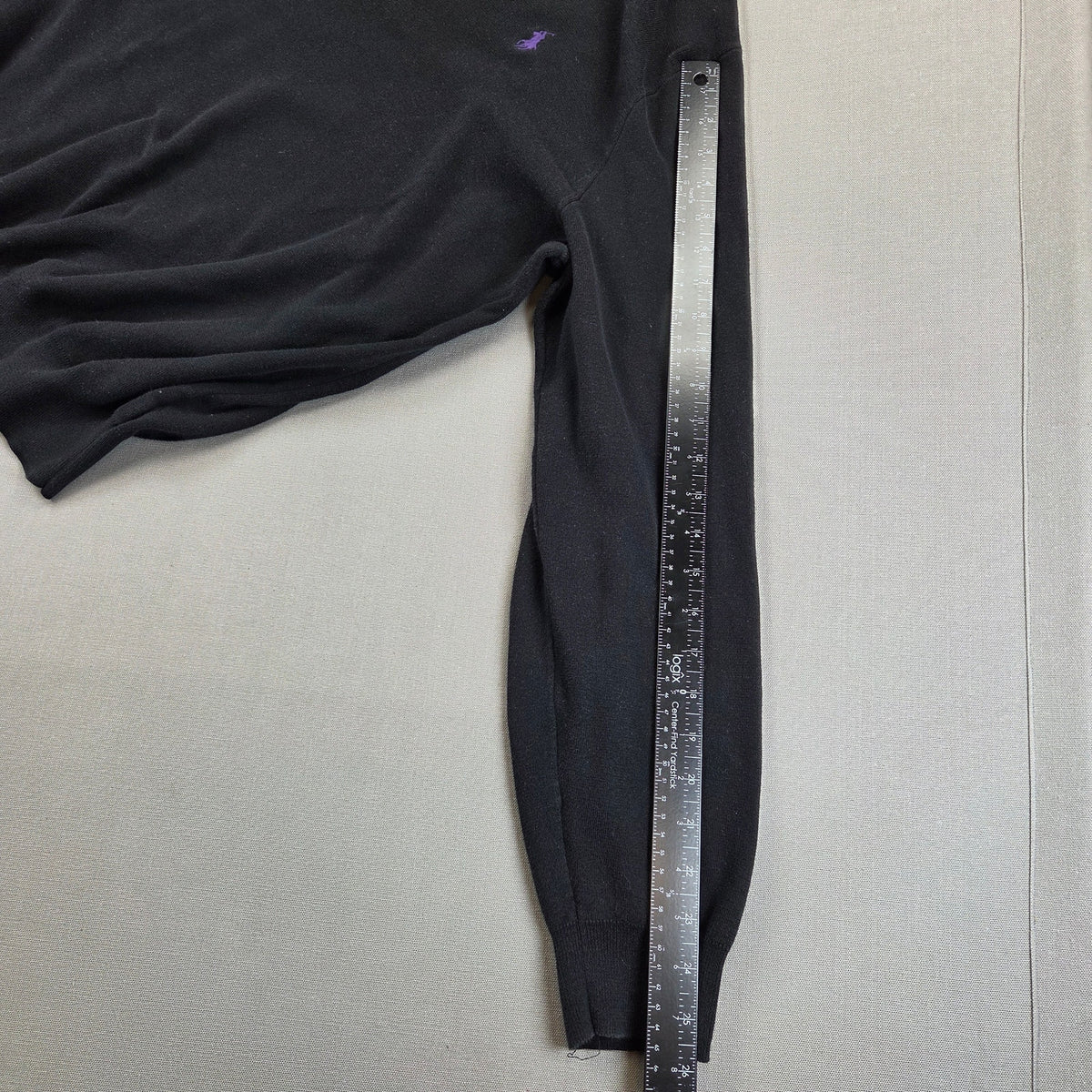 Polo Ralph Lauren Pima Cotton V Neck Sweater Mens XXL Black Purple Pony