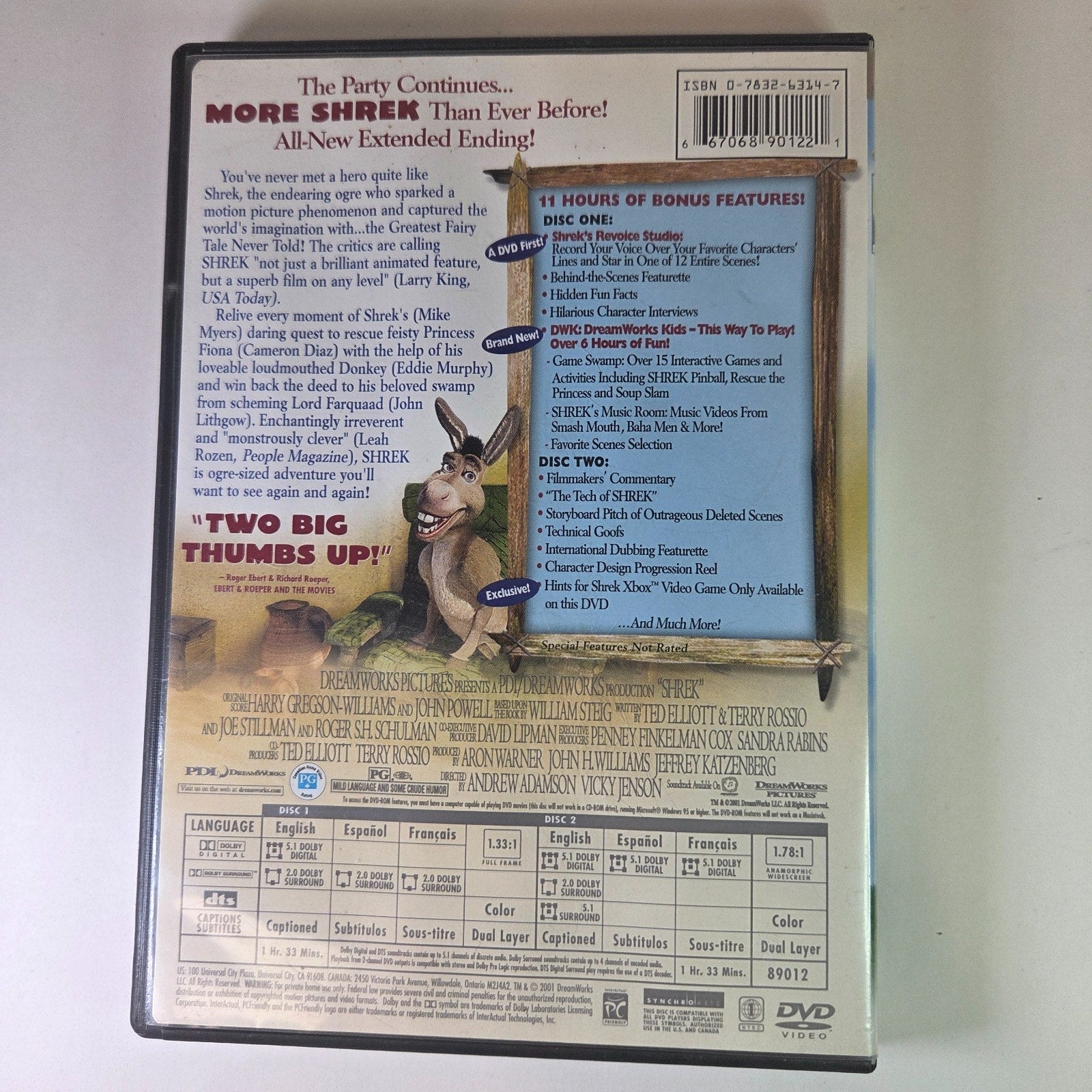 Shrek (DVD, 2001) Two-Disc Special Edition