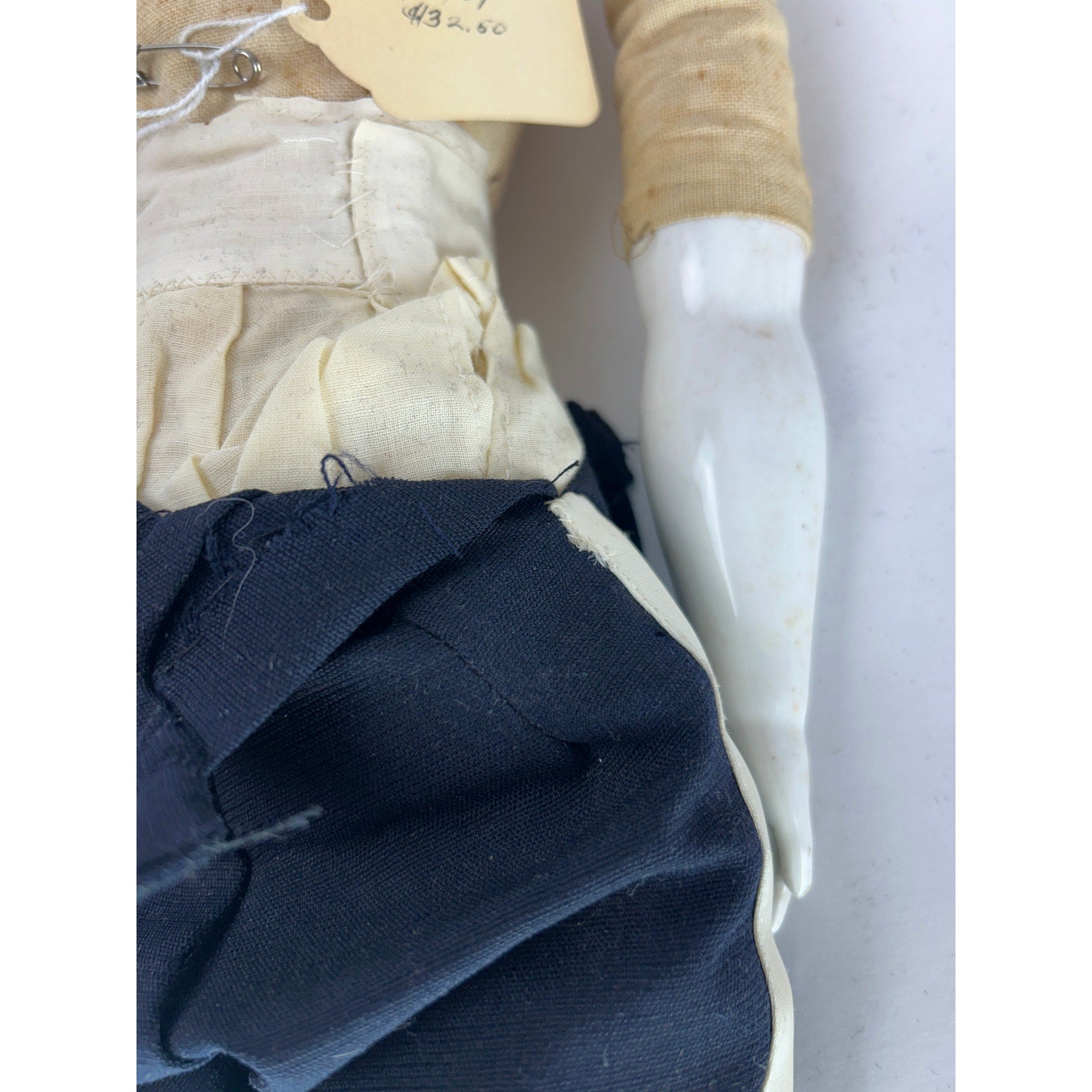 Antique 24" China Boy Doll c1880s Unmarked Cloth Body Provenance Attached
