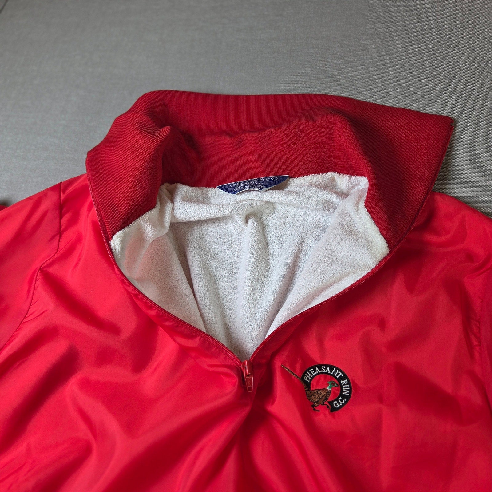 Pheasant Run G.C. 1/4 Zip Vintage Windbreaker Jacket Large Red Golf Club
