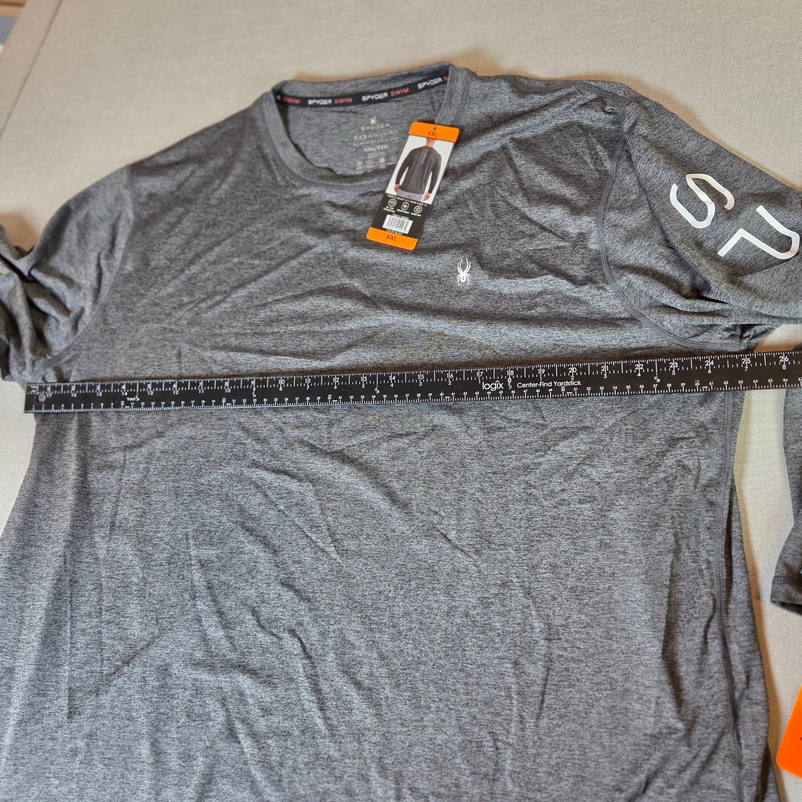 Spyder Swim Rash Guard Shirt Mens XXL Long Sleeve UPF 50+ Black Heather