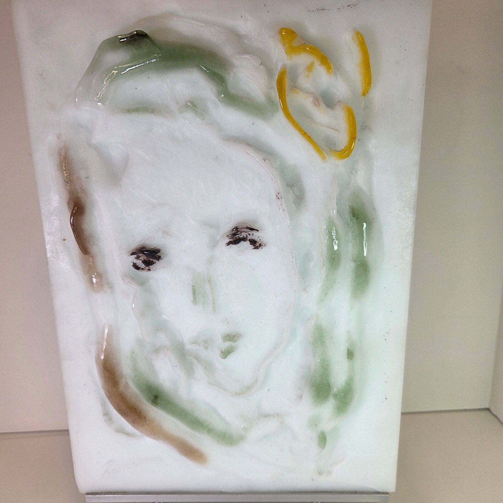 Daum France Pate de Verre Sculpture “Piccolo Fiore” by Ernesto Treccani Signed 14"