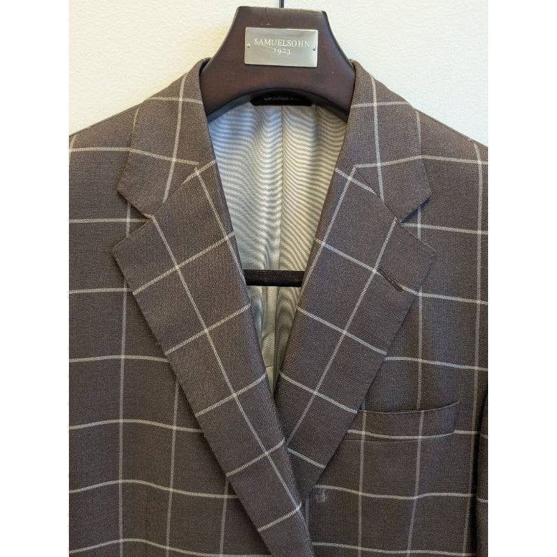 Samuelsohn Earl 44L Camel Hair Silk Windowpane Sport Coat Blazer Canada
