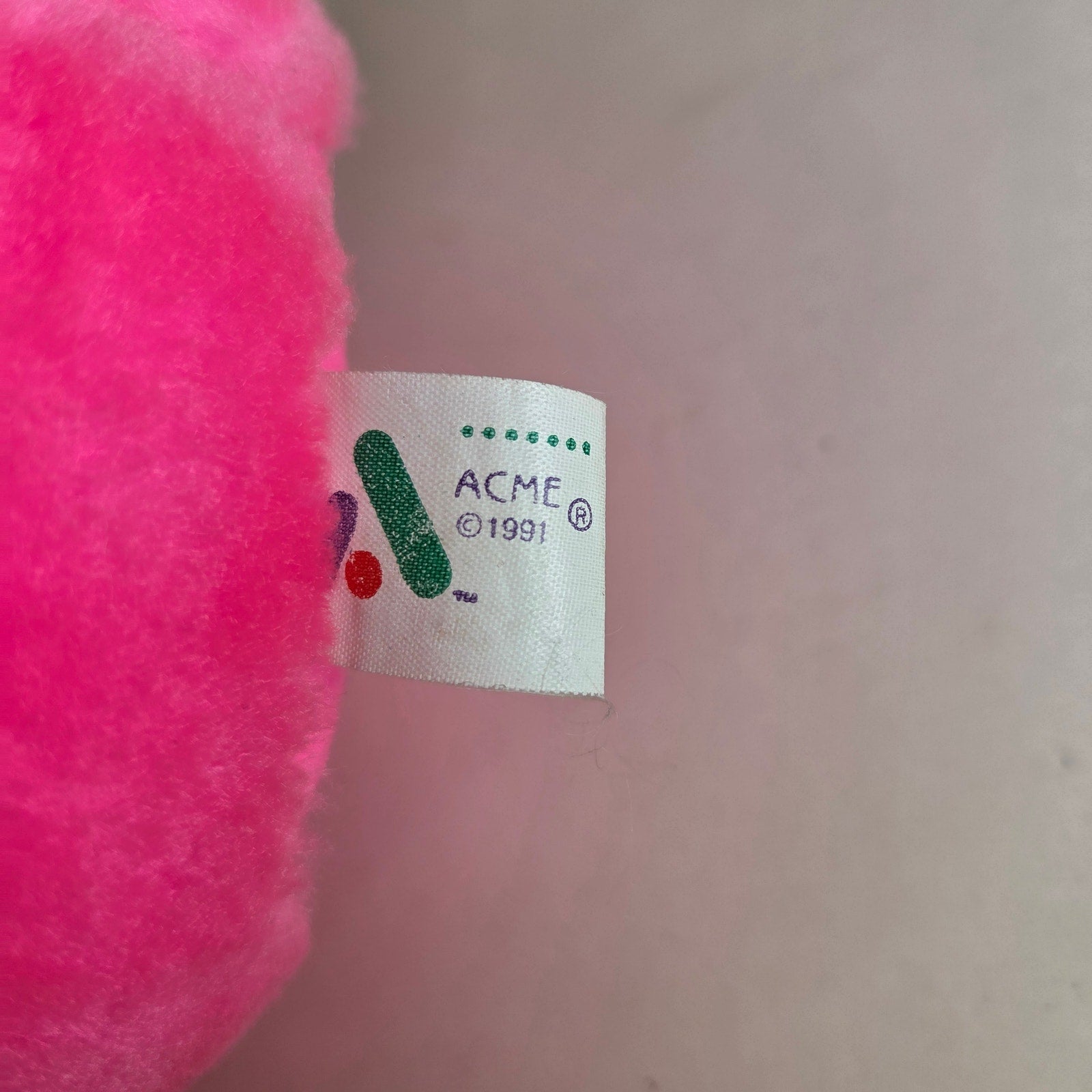 Vintage 1991 ACME Pink Devil Cool Cat Plush w/ Sunglasses 8" Neon