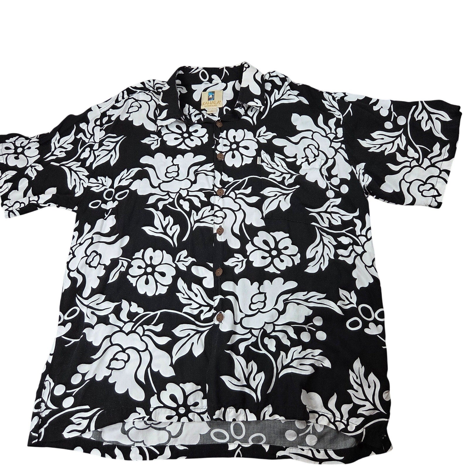 Kahala Hawaiian Islands Aloha Shirt Mens L Rayon Floral Made Hawaii USA