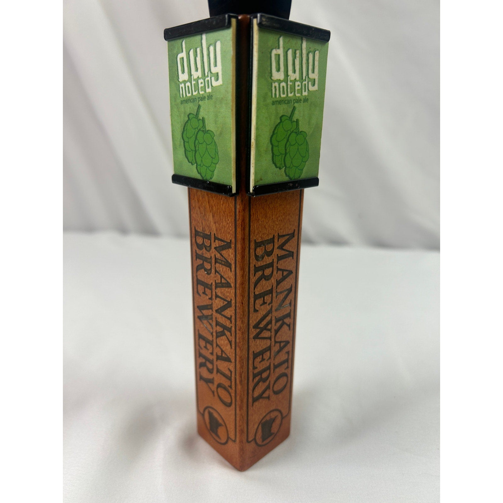 Mankato Brewery Duly Noted Pale Ale Beer Tap Handle Minnesota Wood Breweriana