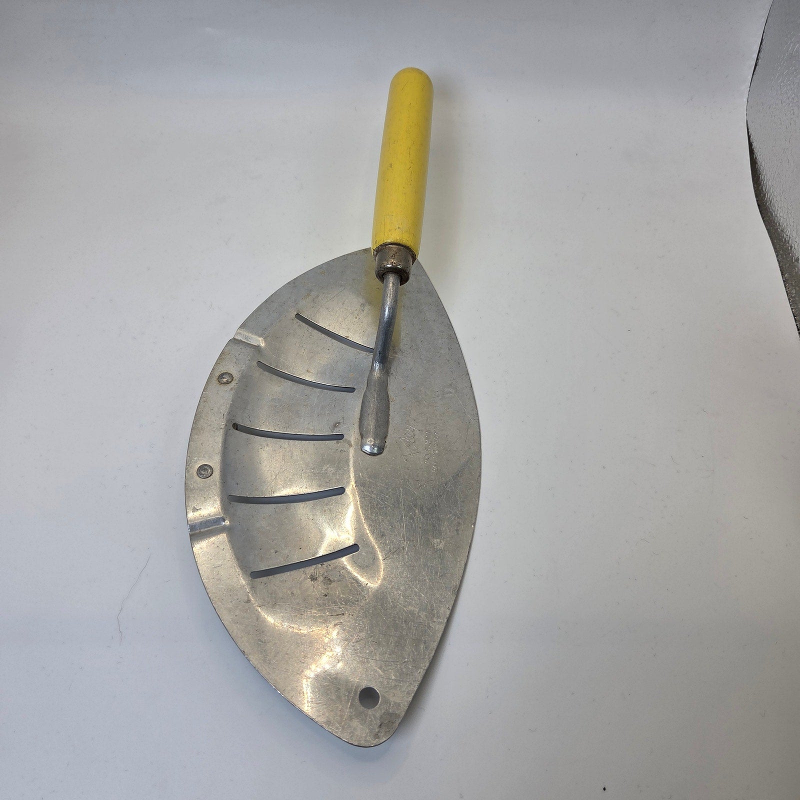 Foley Vintage Aluminum Food Press Rocker Chopper Masher Yellow Handle USA