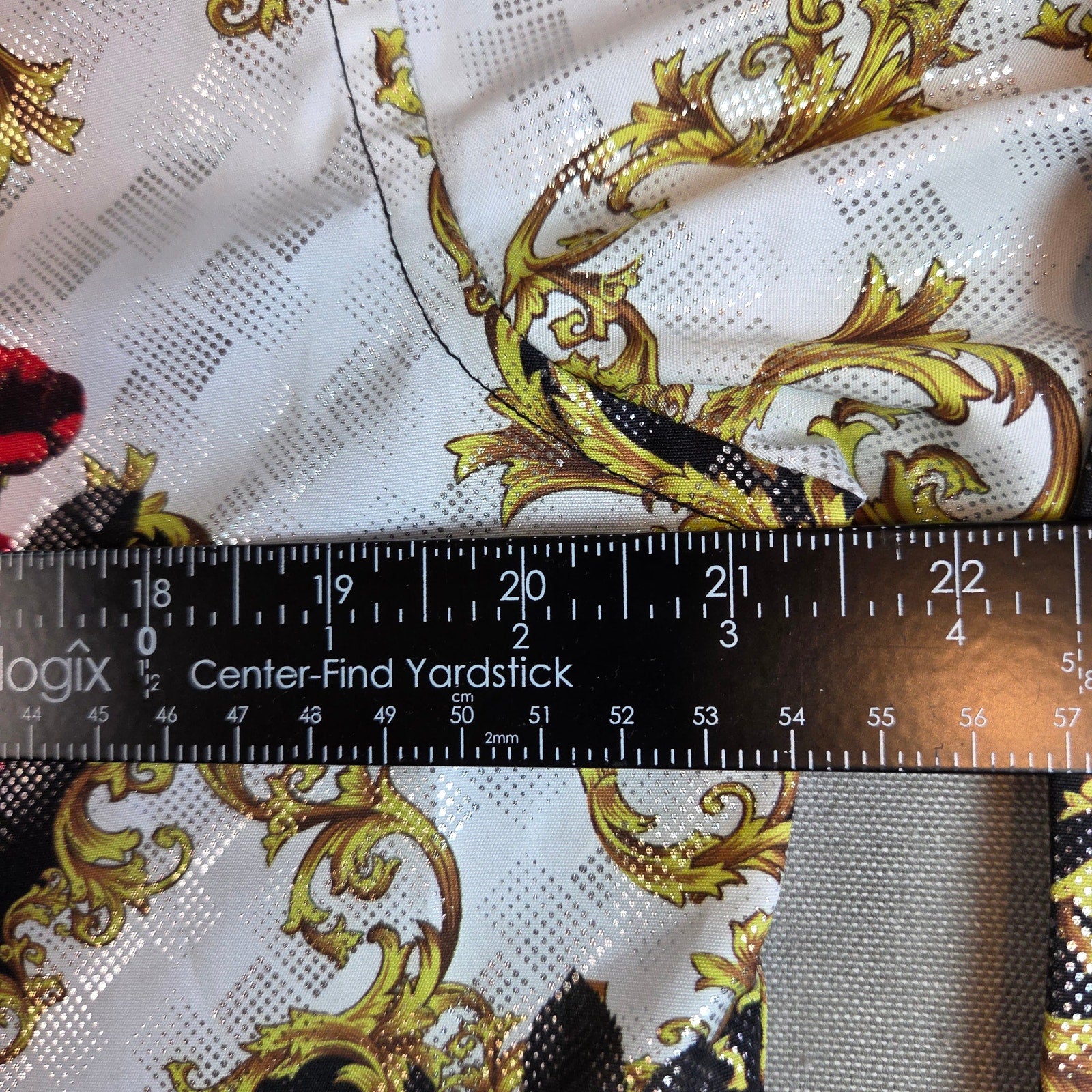 Suslo Couture Slim Fit Button Up Shirt Medium Red Floral Gold Black Print