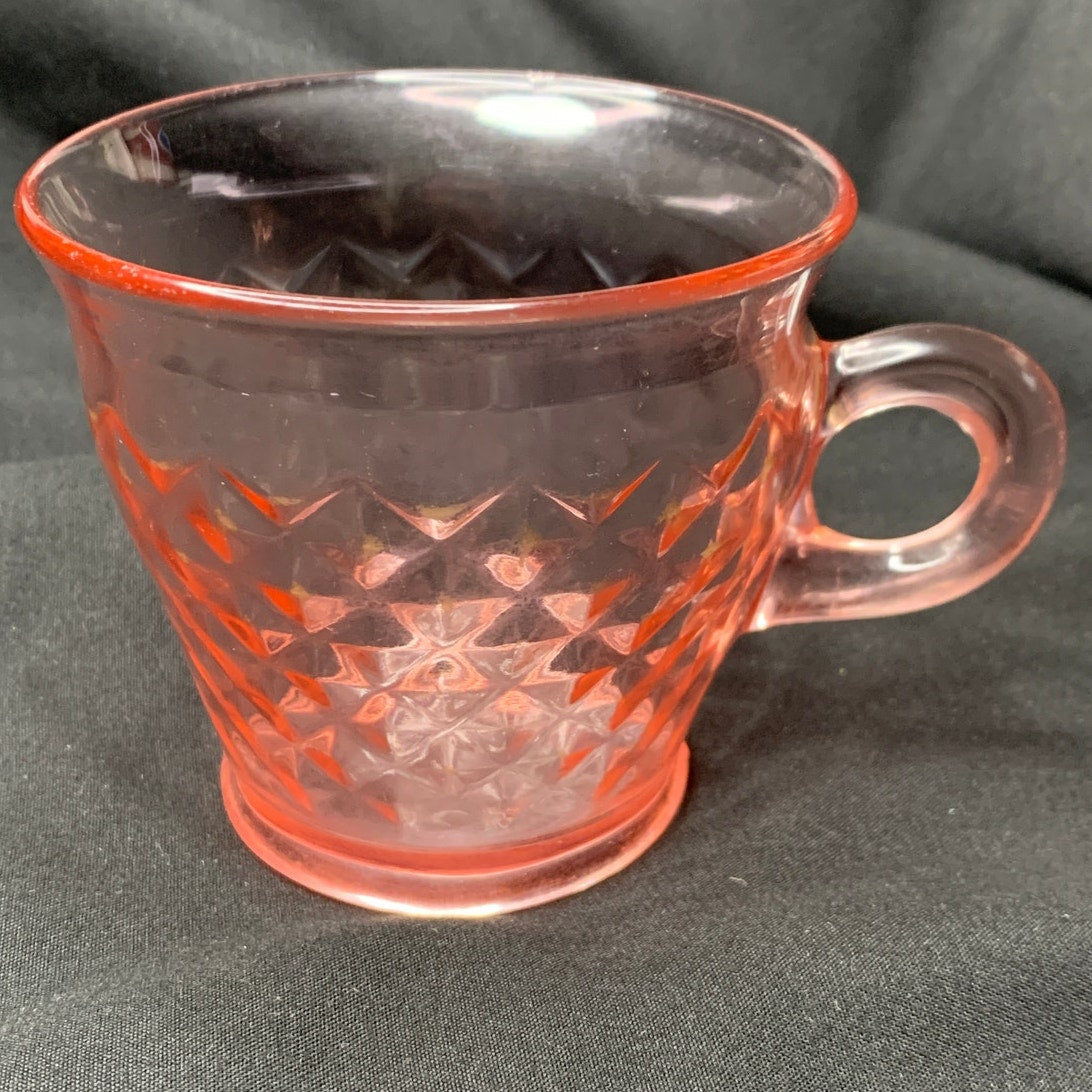 Jeannette Holiday Buttons Bows Pink Depression Glass Cup 1947-1949 READ