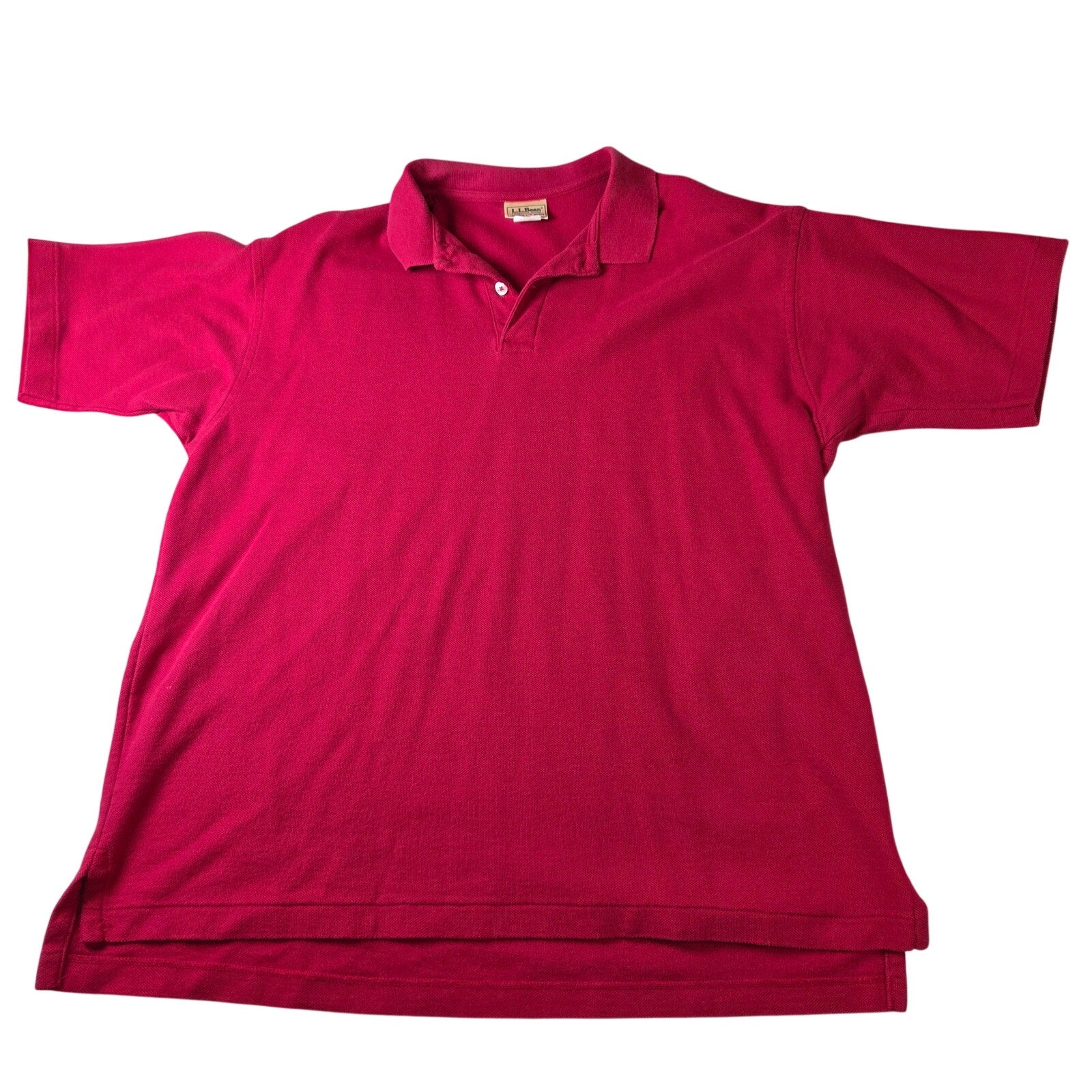 L.L. Bean Vintage Red Polo Shirt Made in USA 100% Cotton Mens Large
