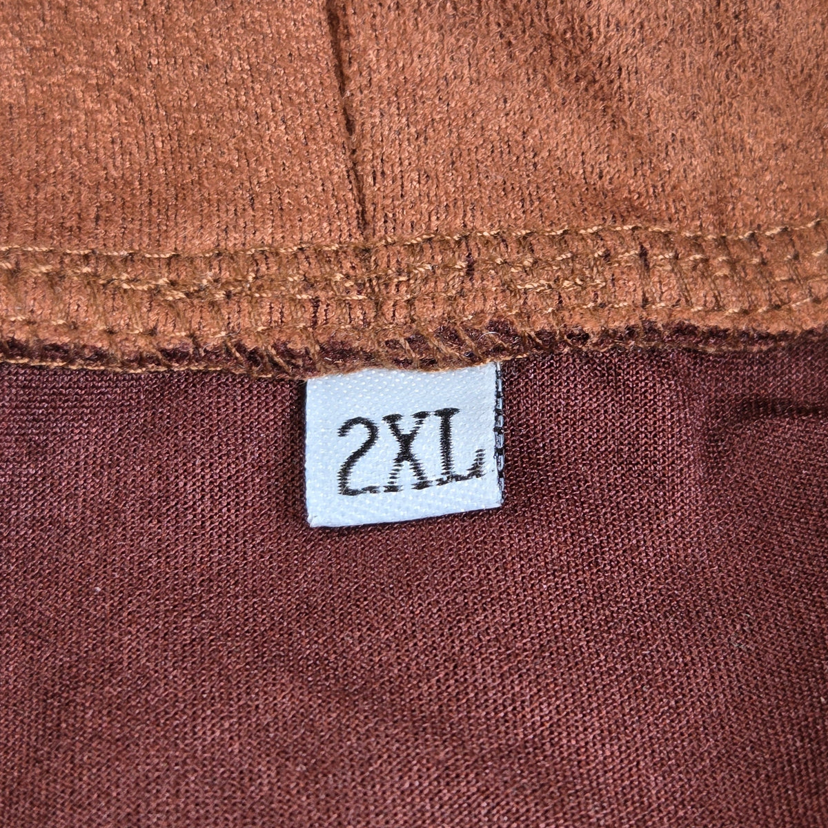 Custom Faux Suede Hoodie 2XL Brown Black Contrast Sleeves Pullover