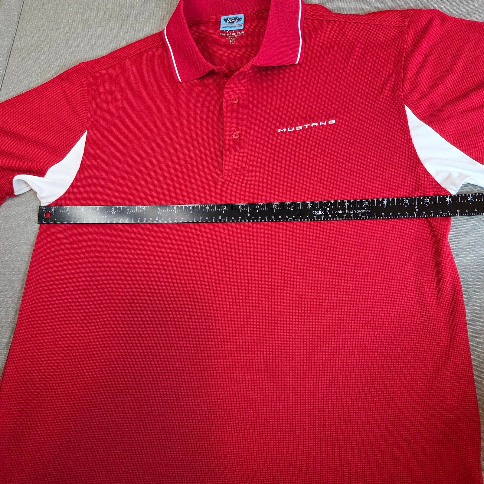 Ford Mustang Tri-Mountain Performance Polo Shirt Men’s L Red Embroidered Logo