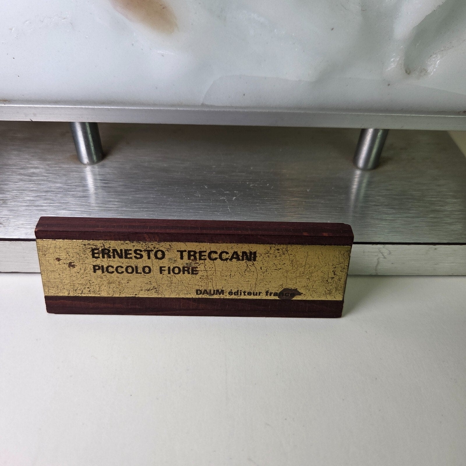Daum France Pate de Verre Sculpture “Piccolo Fiore” by Ernesto Treccani Signed 14"
